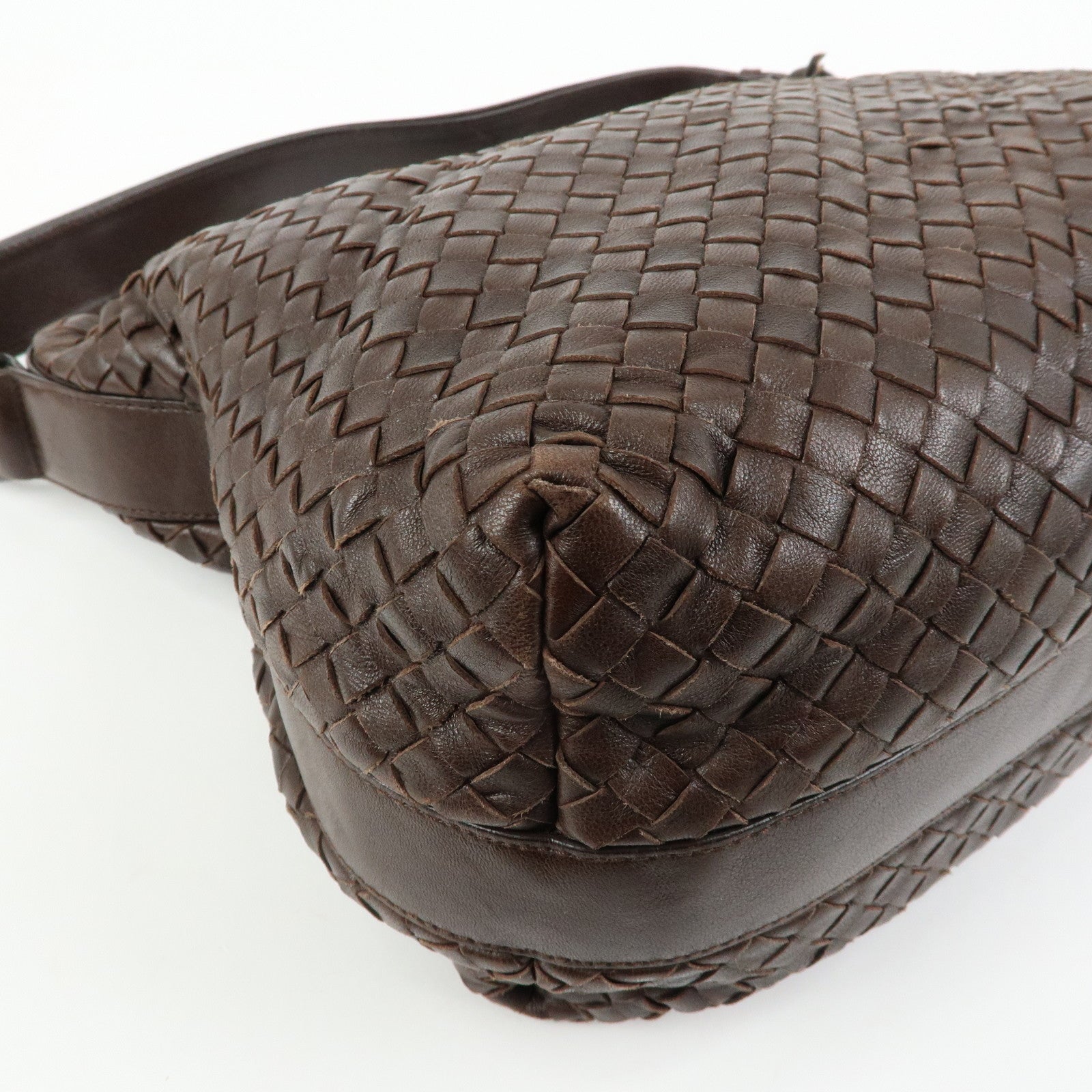 BOTTEGA VENETA Intrecciato Leather Shoulder Bag Brown 115658