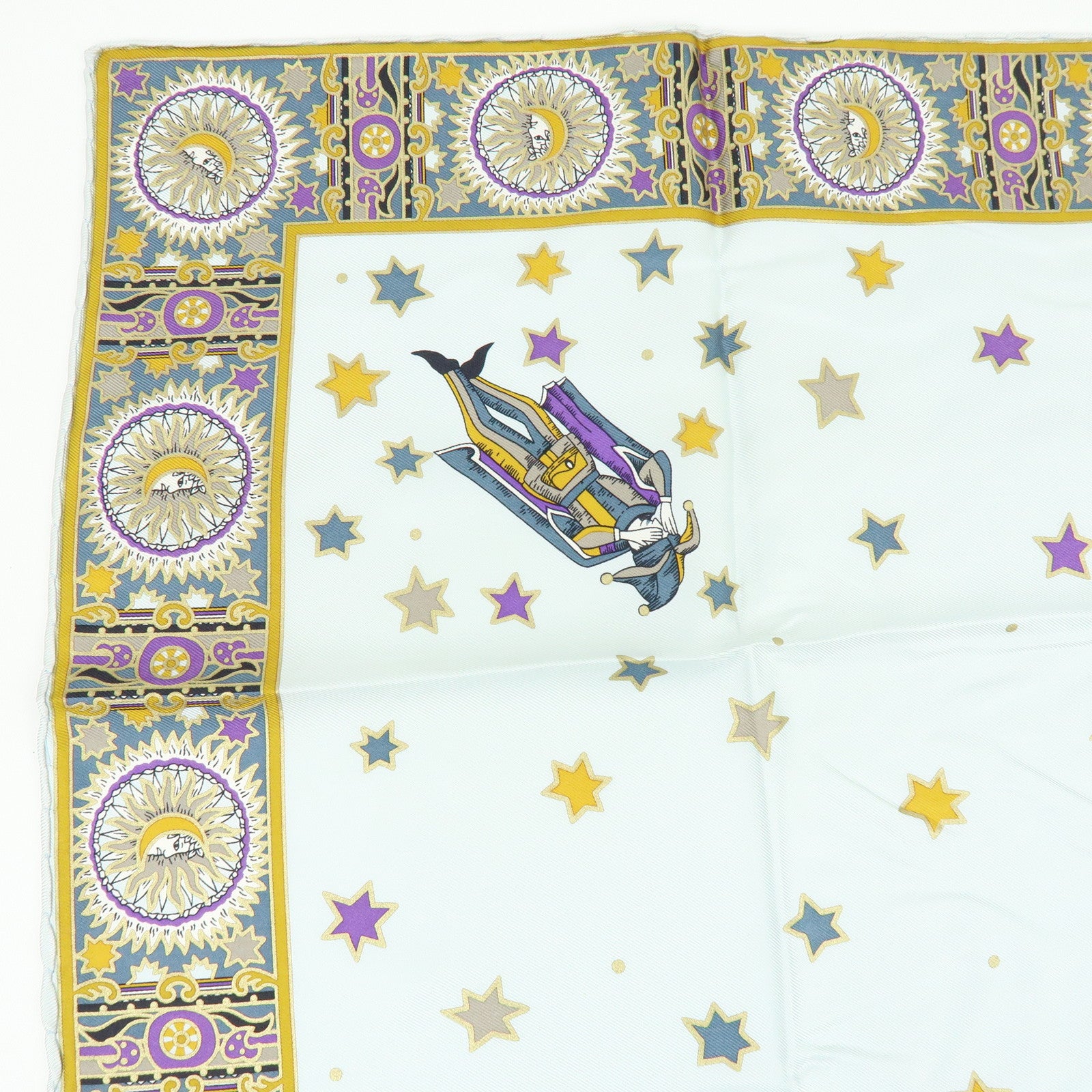 Christian Dior Silk 100% Scarf Celestial Star Motif Light Blue