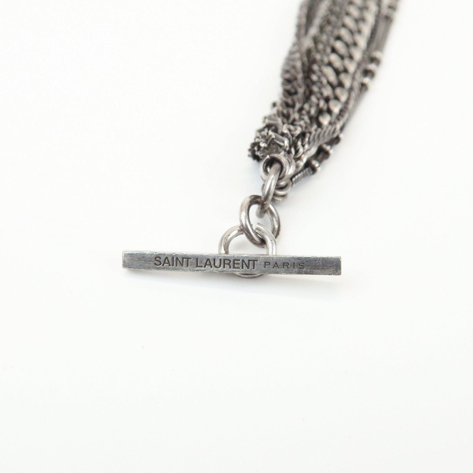 SAINT LAURENT Metal Chain Bracelet Silver