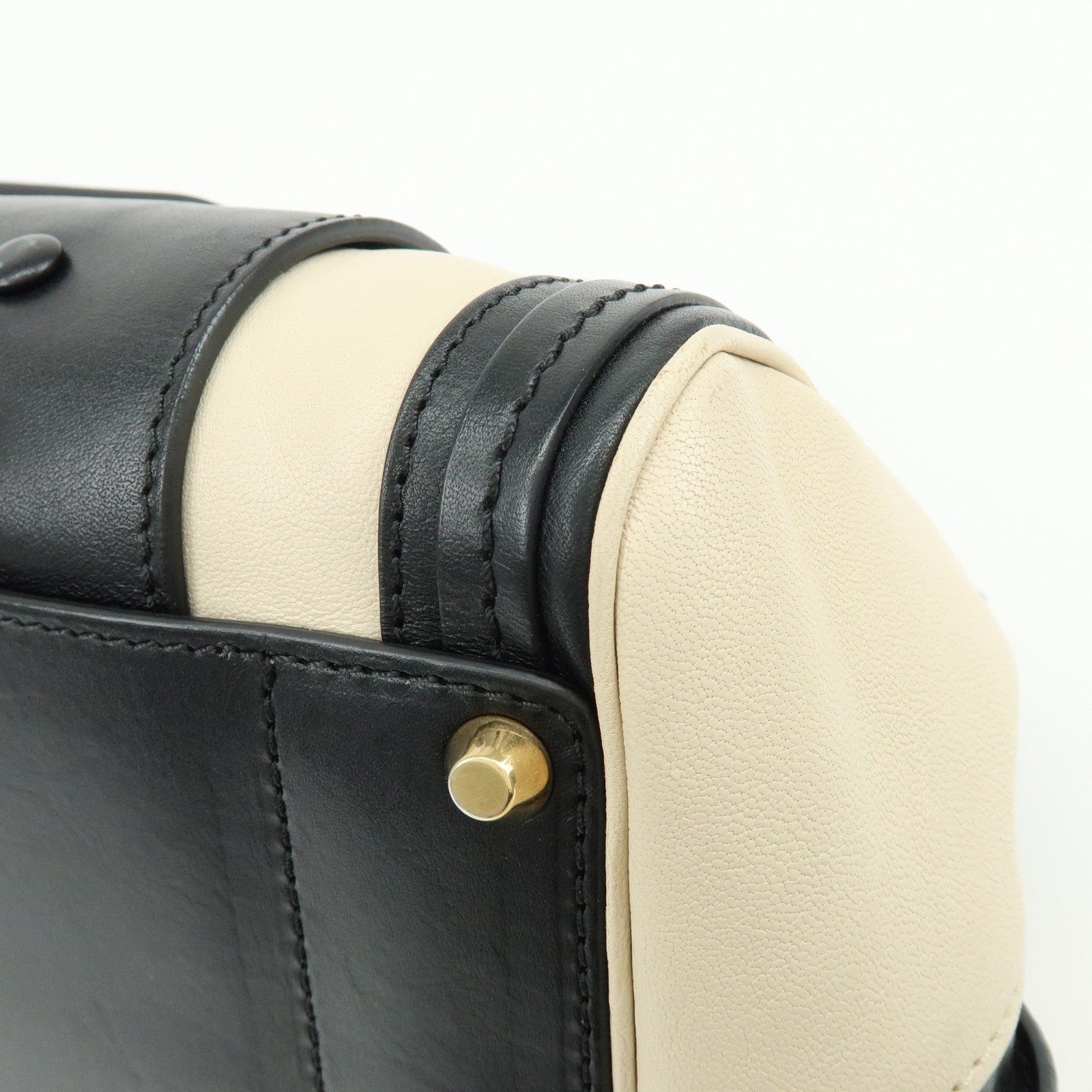 Chloe Alice Leather 2Way Bag Hand Bag Shoulder Bag Ivory Black