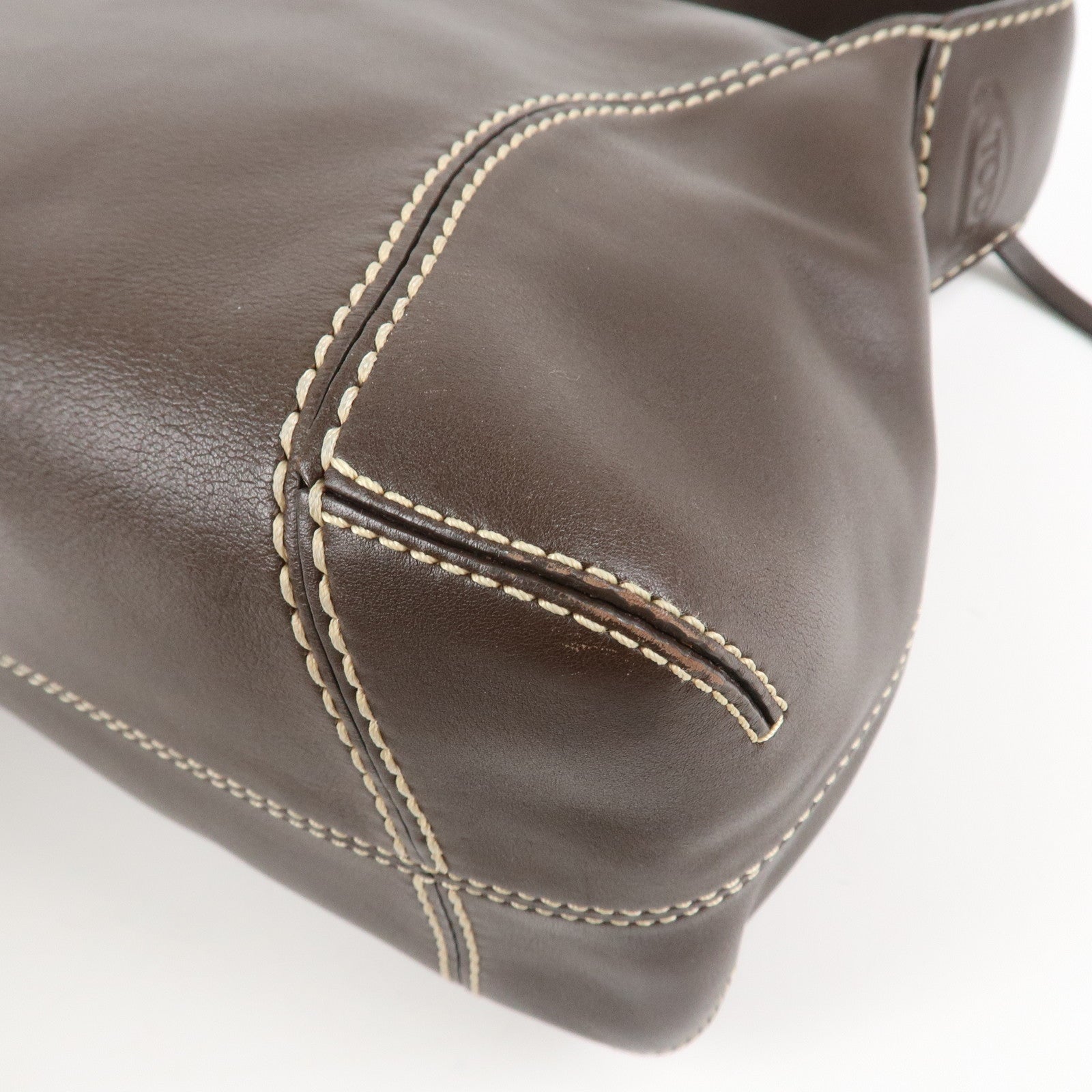 TOD'S Leather Shoulder Bag Hand Bag Brown Used