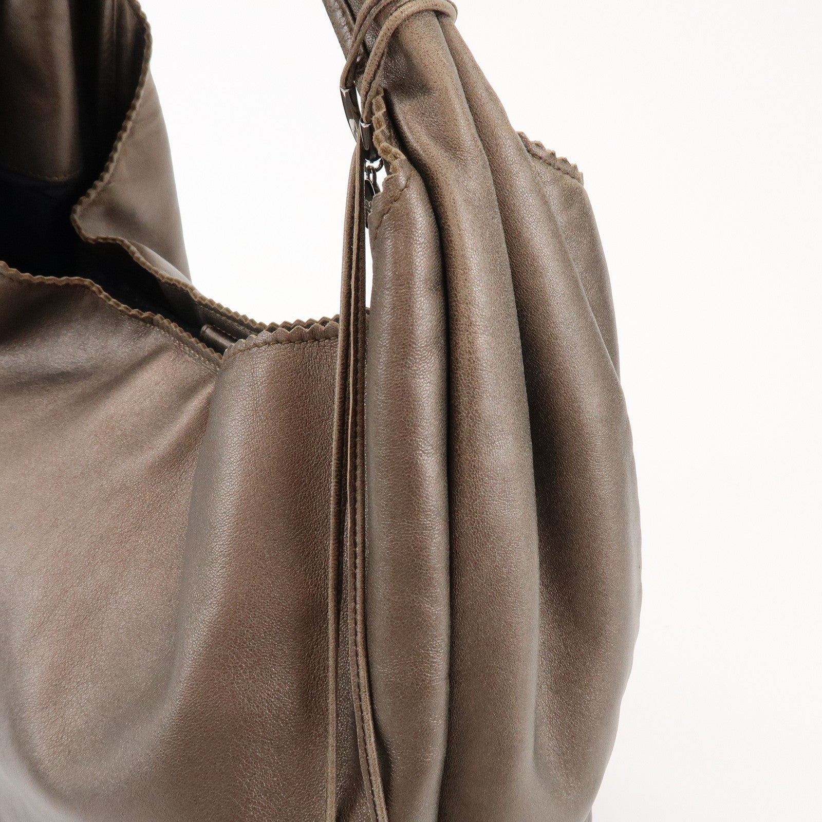 LOEWE Anagram Viento Leather Shoulder Bag Hand Bag Metallic Brown