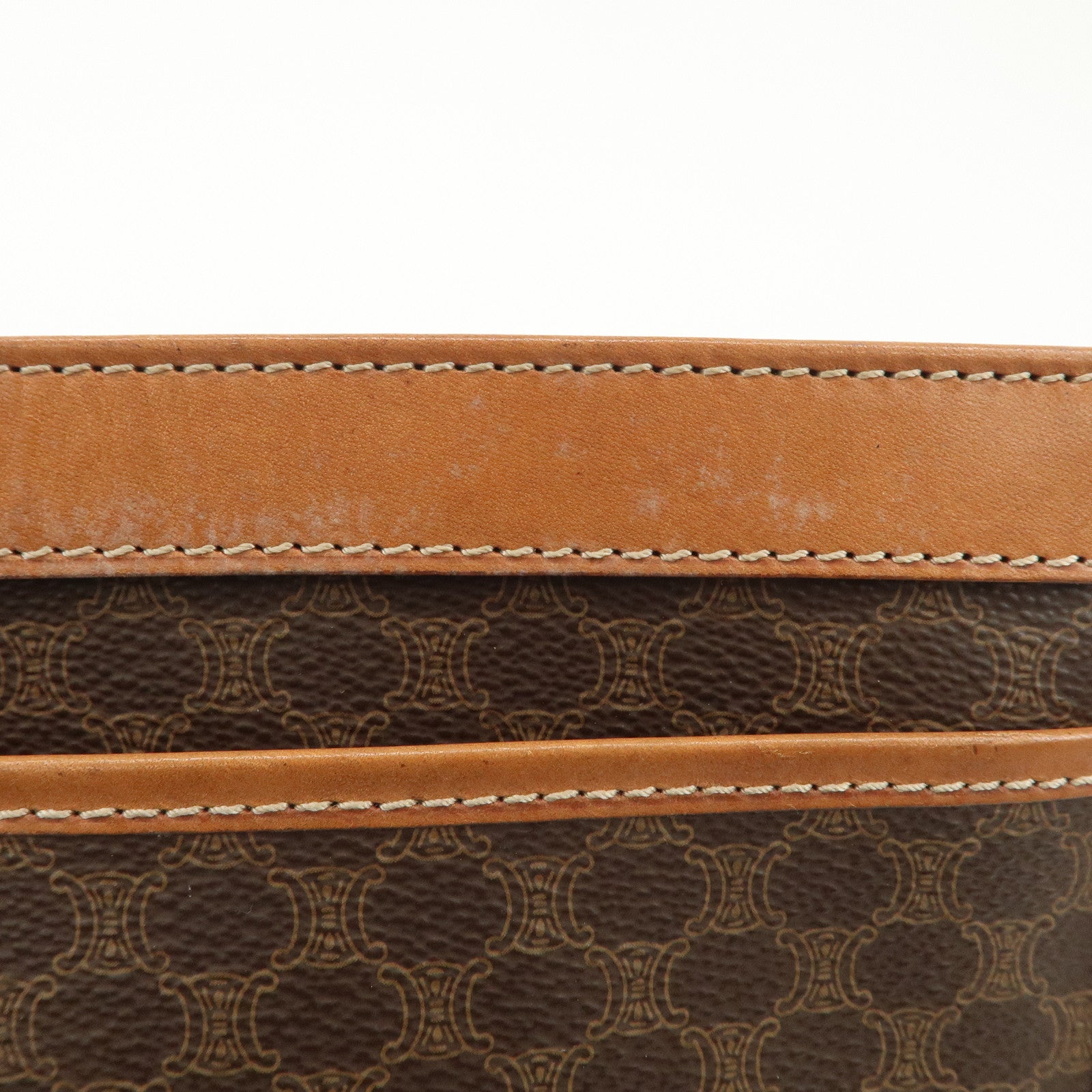 CELINE Macadam PVC Leather Clutch Bag Brown Gold HDW