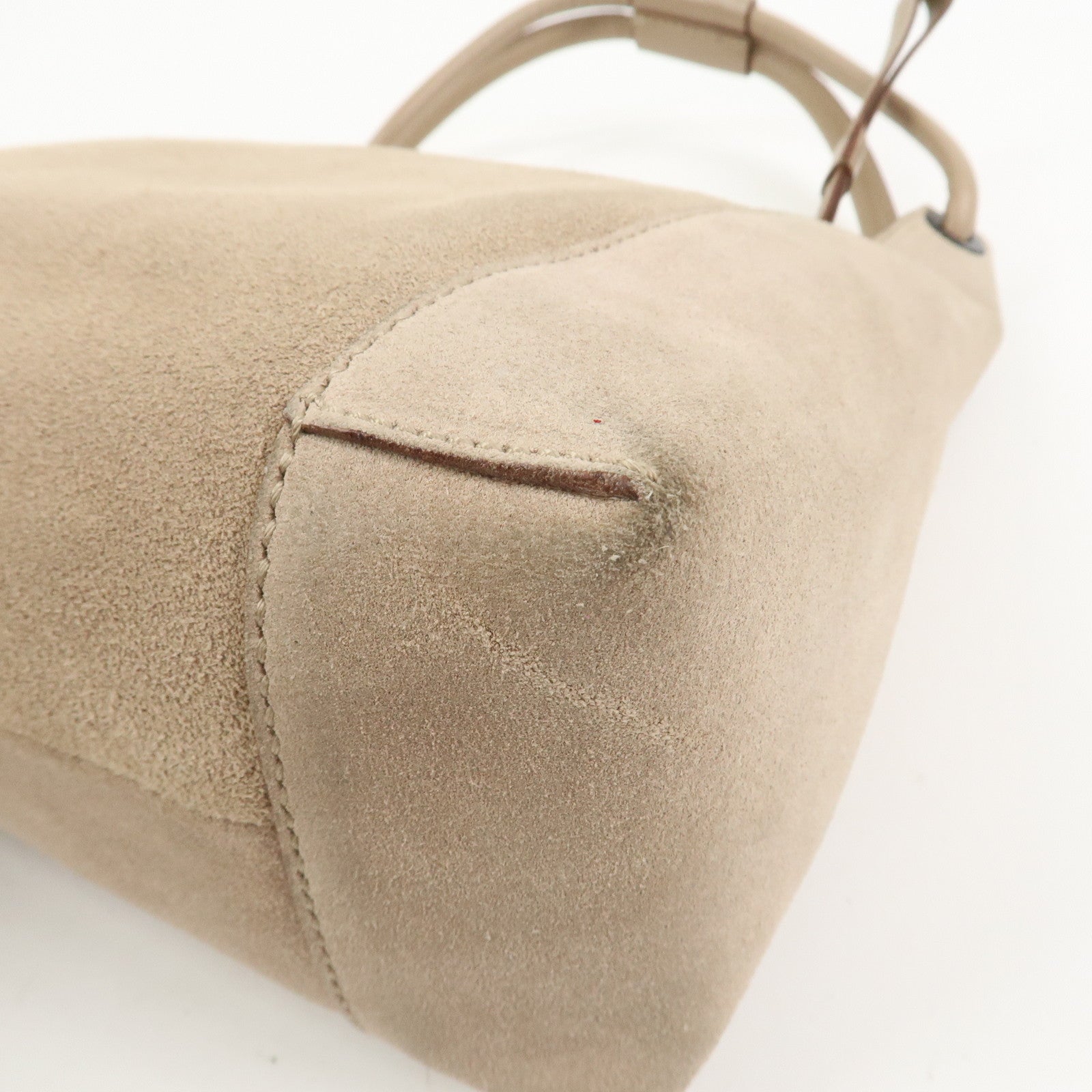 GUCCI Logo Suede Shoulder Bag Hand Bag Beige 101333