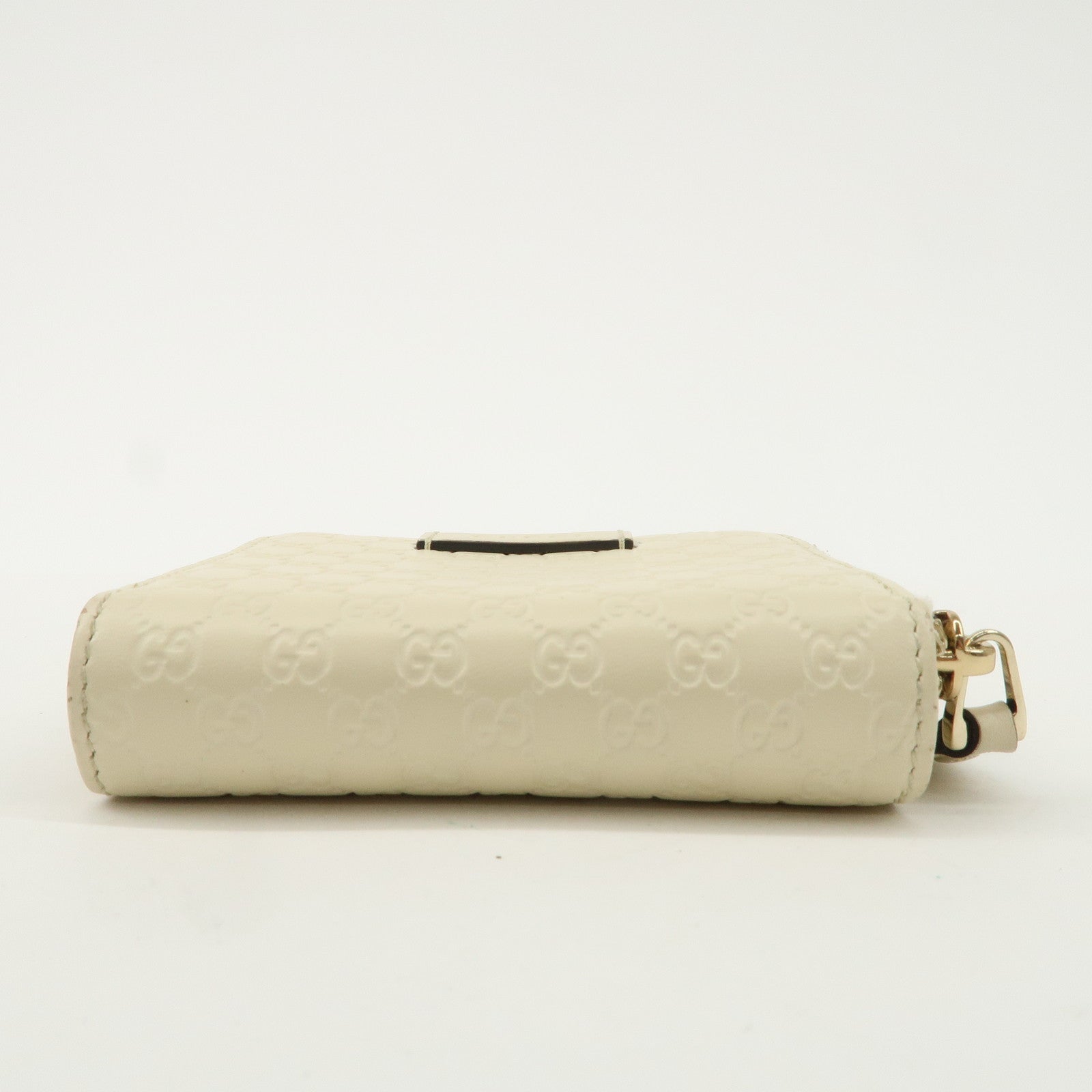 GUCCI Micro Guccissima Leather Signature Bi-Fold Compact Wallet Ivory Used