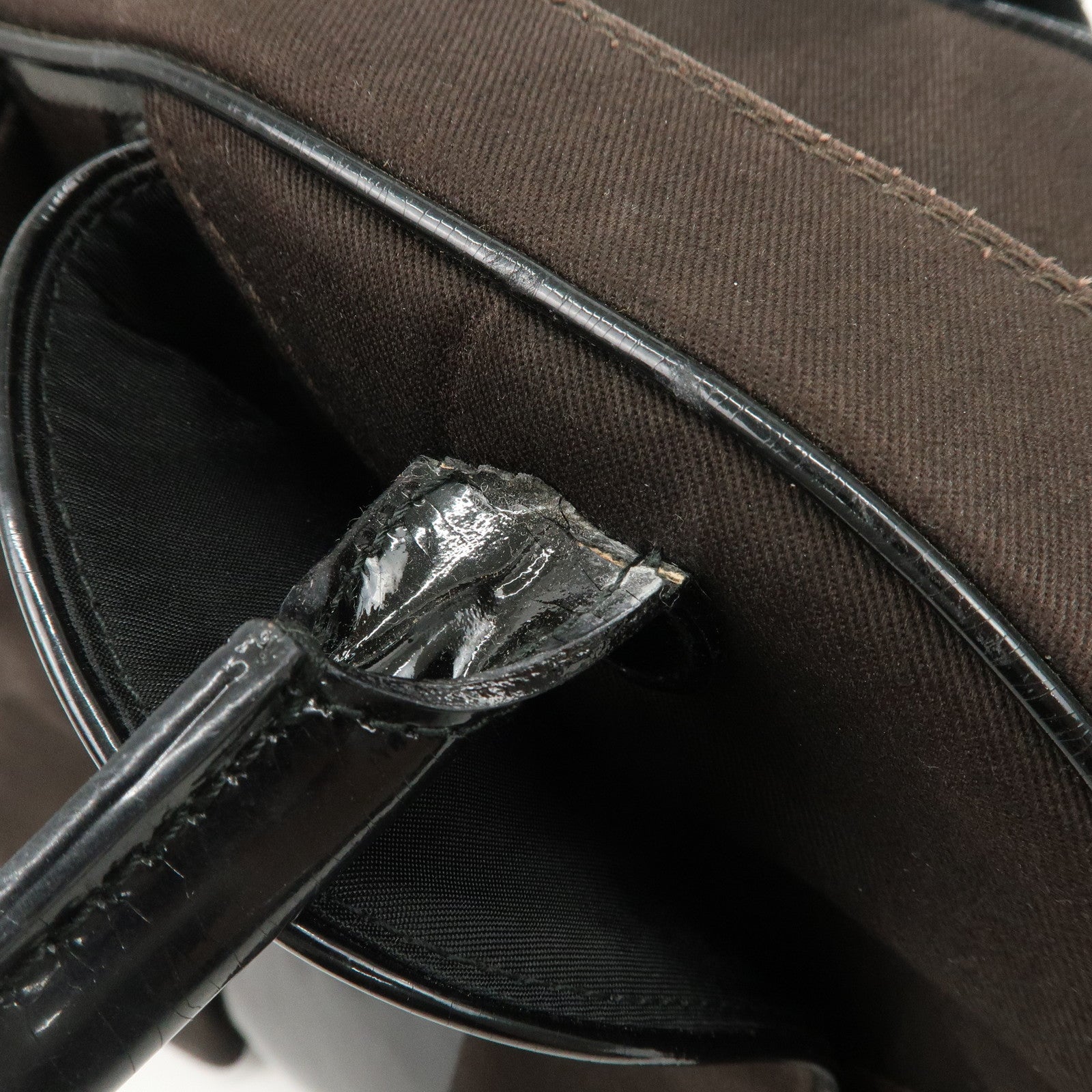 Christian Dior Double Saddle Canvas Patent Leather Hand Bag Used