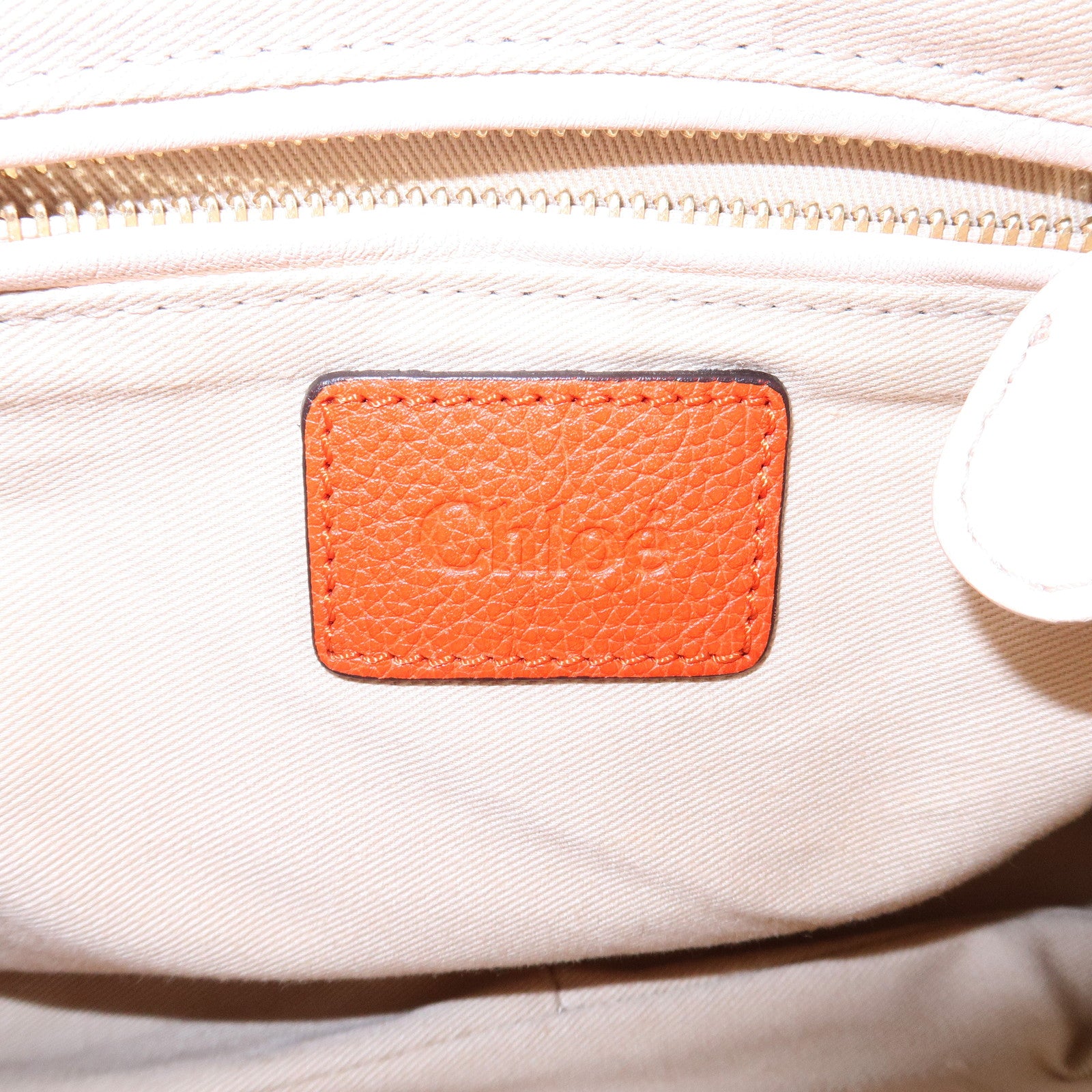 Chloe Parati Leather CH Shoulder Bag Hand Bag Orange