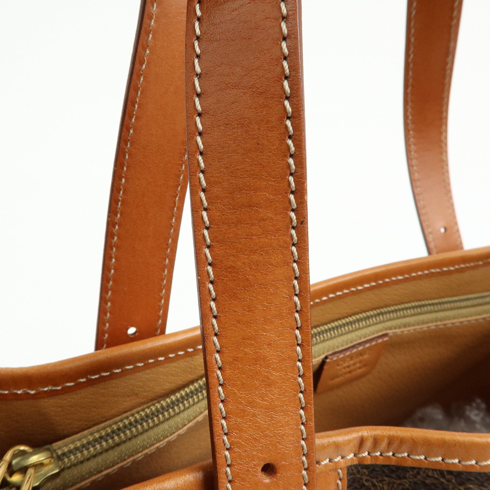 CELINE Macadam PVC Leather Tote Bag Hand Bag Shoulder Bag Brown