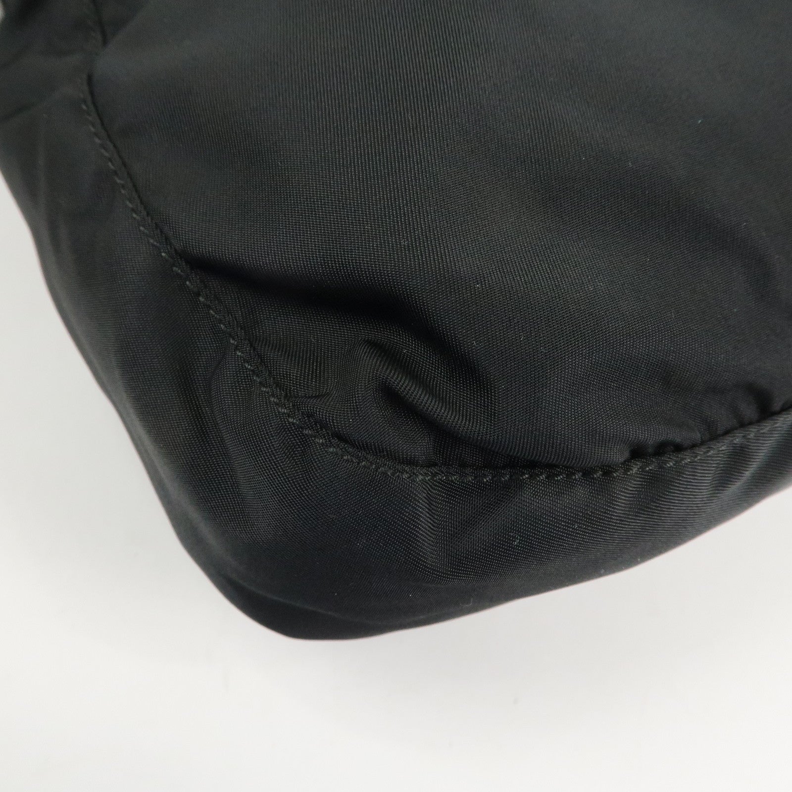 PRADA Triangle Logo Nylon Leather Shoulder bag Black