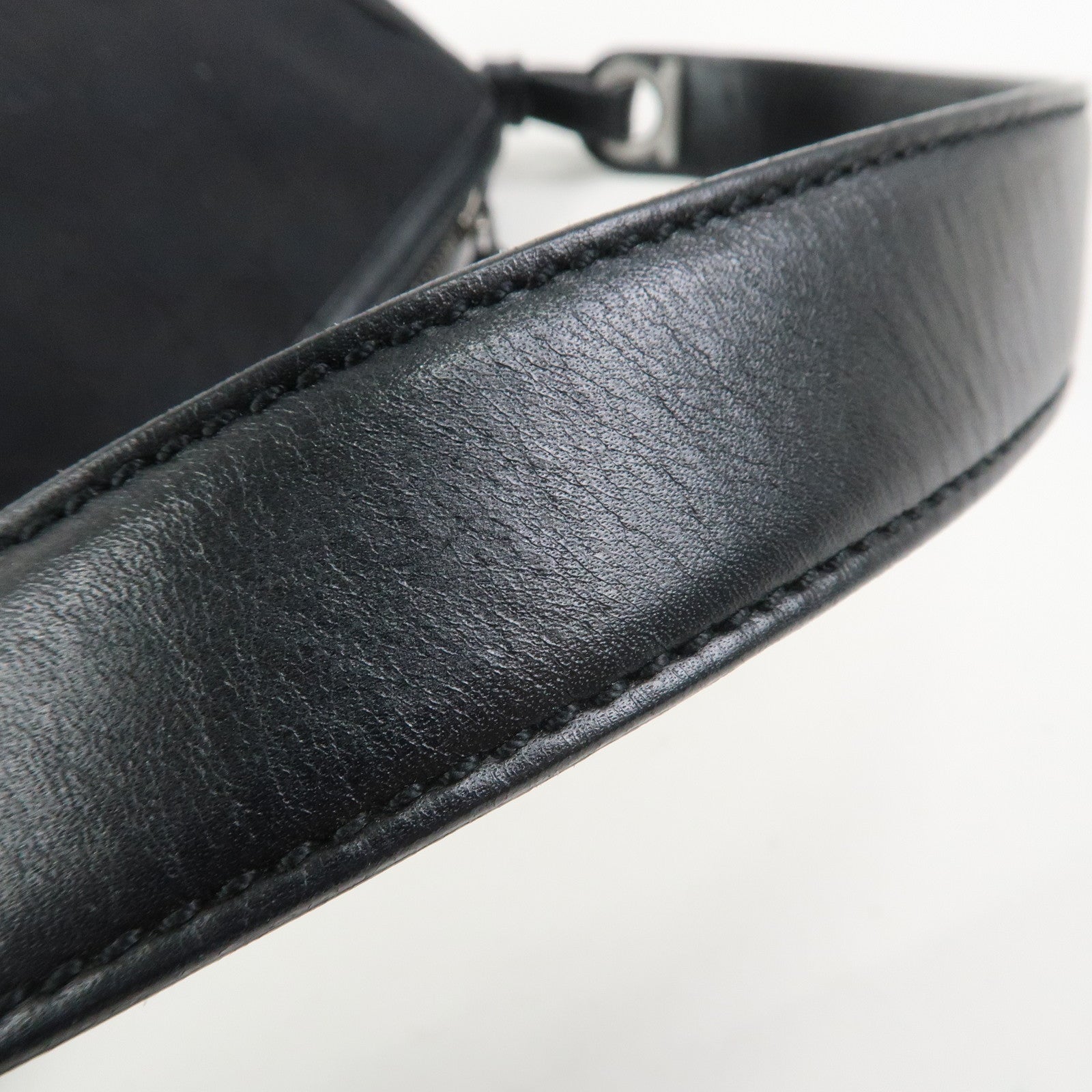 Ferragamo Gancini Canvas Leather Shoulder Bag Hand Bag Black