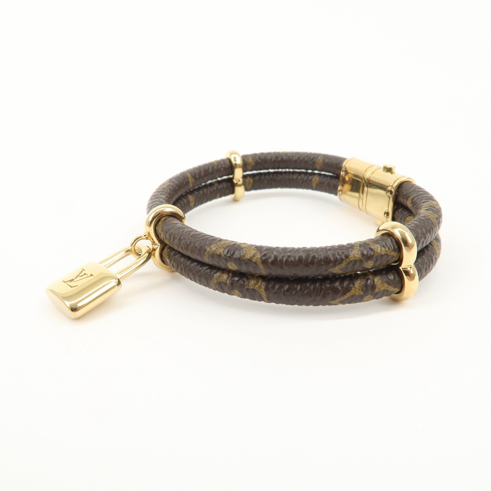 Louis Vuitton Monogram Leather Keep It Twice Bracelet M8109