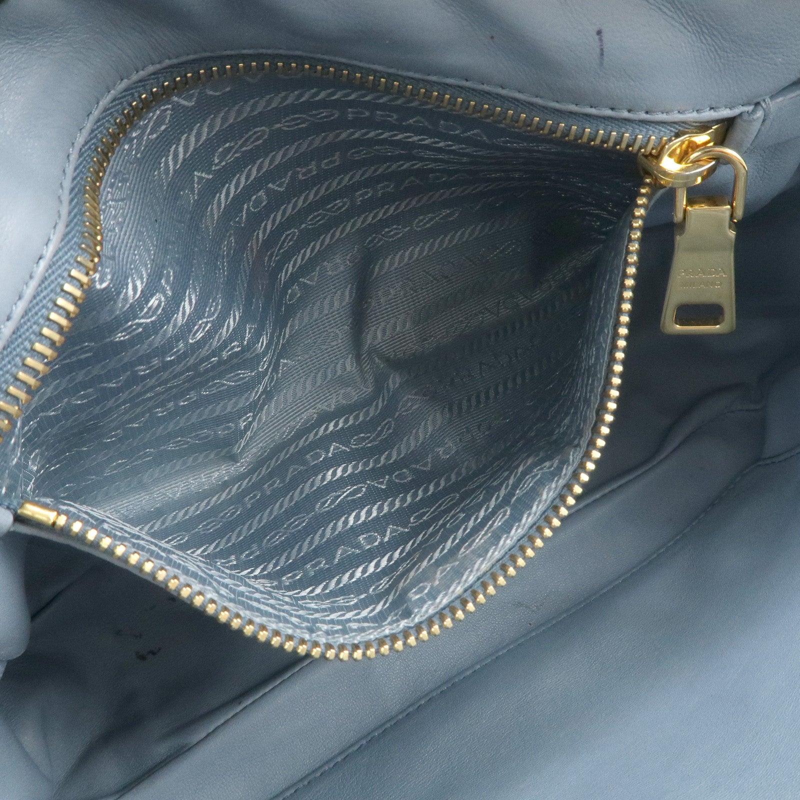 PRADA Triangle Logo Leather 2Way Hand Shoulder Bag Rabbit 1BB113