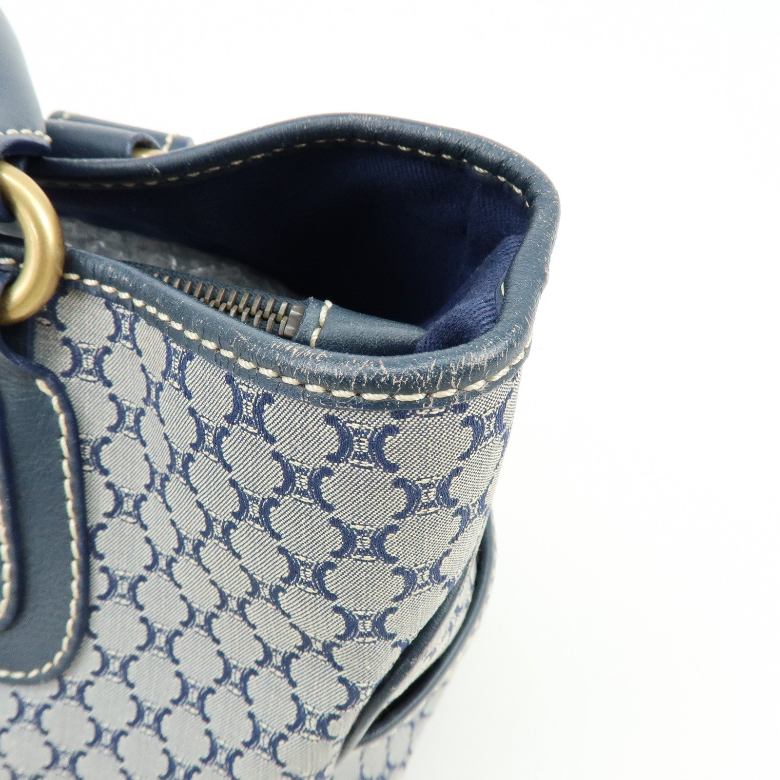 CELINE Macadam Canvas Leather Boogie Bag Hand Bag Navy