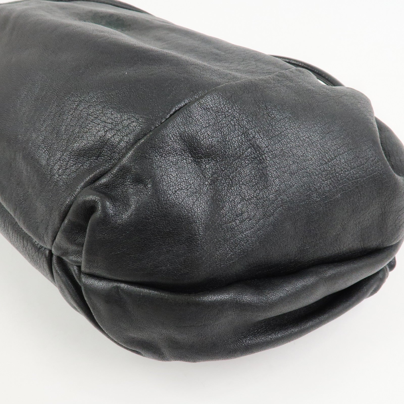 Ferragamo Leather Patent Leather Shoulder Bag Hand Bag Black