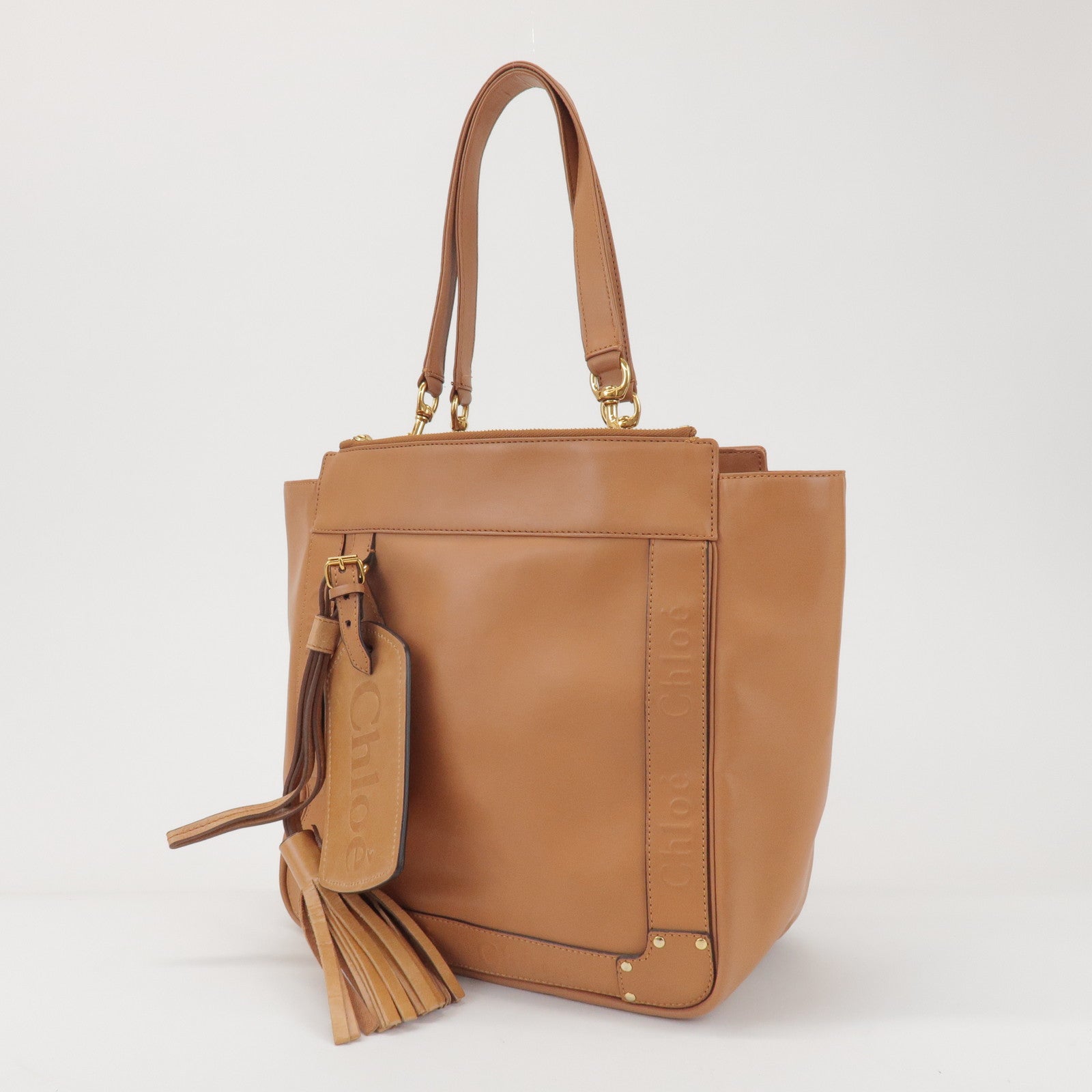 Chloe Eden Leather Tote Bag Shoulder Bag Hand Bag Brown