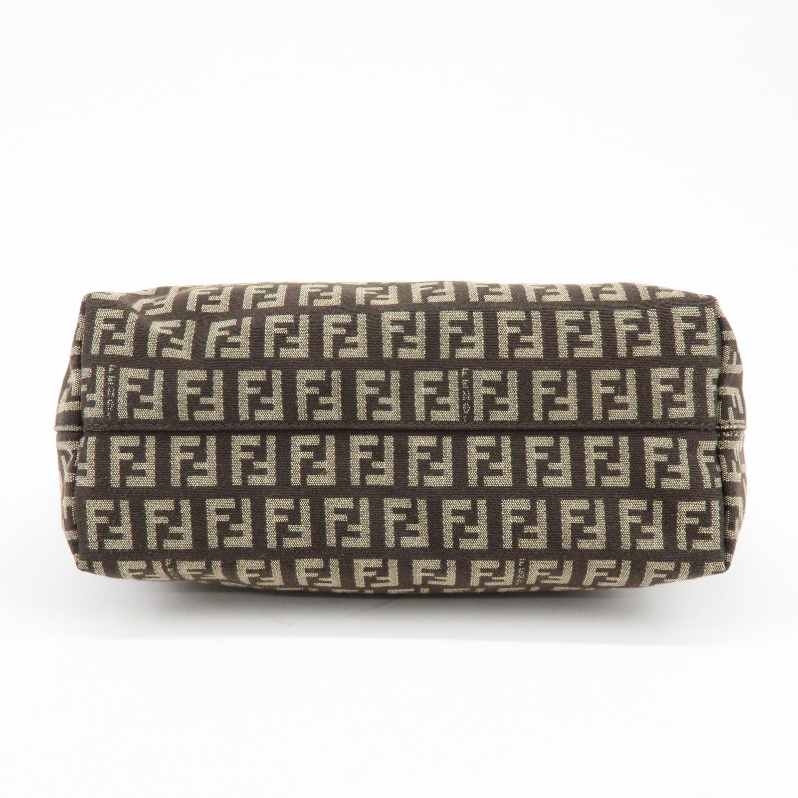 FENDI Zucchino Canvas Leather Tote Bag Shoulder Bag Brown 8BH075