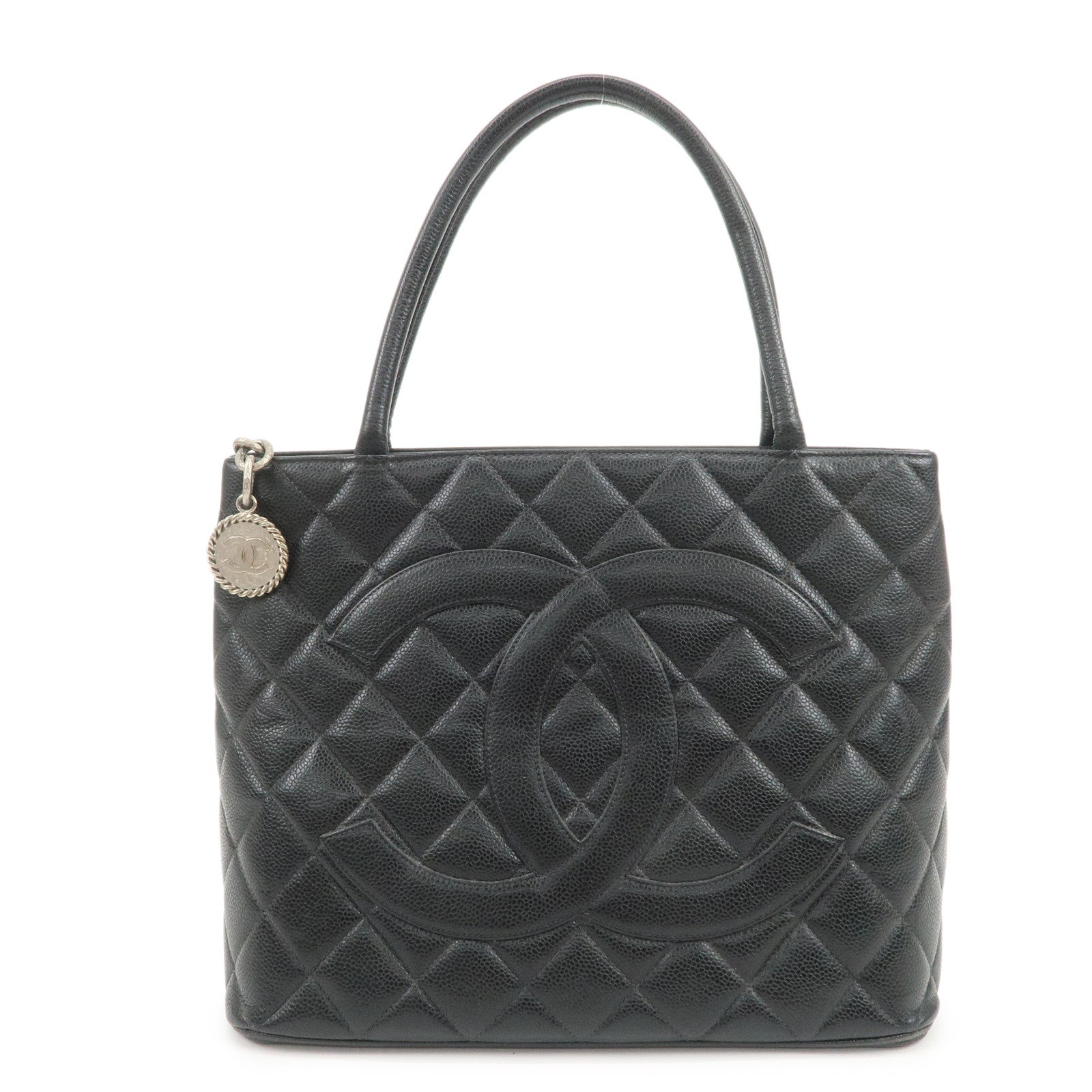 CHANEL Matelasse Caviarskin Medallion Tote Bag Hand Bag A01804
