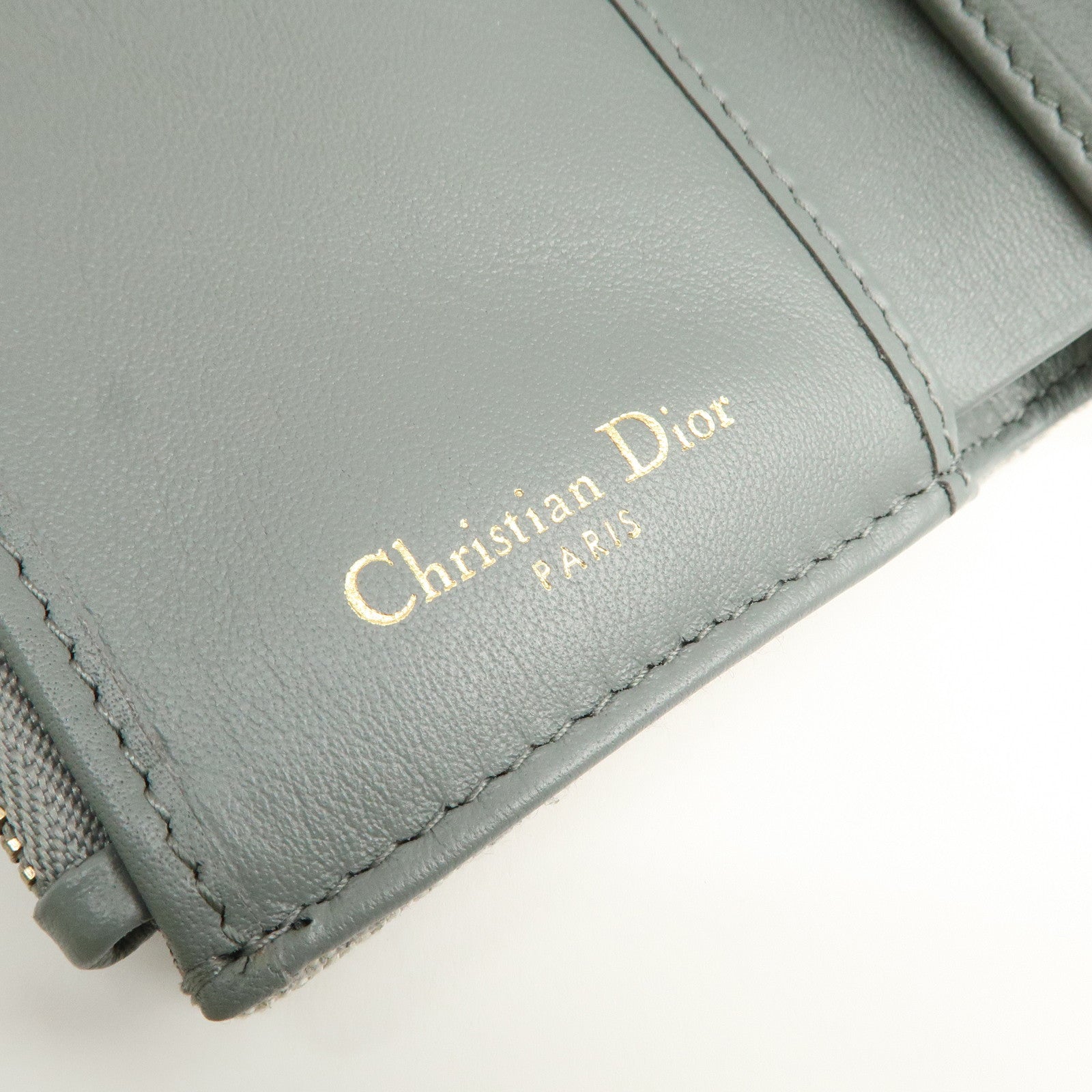 Christian Dior Oblique Jacquard Saddle Lotus Wallet Gray