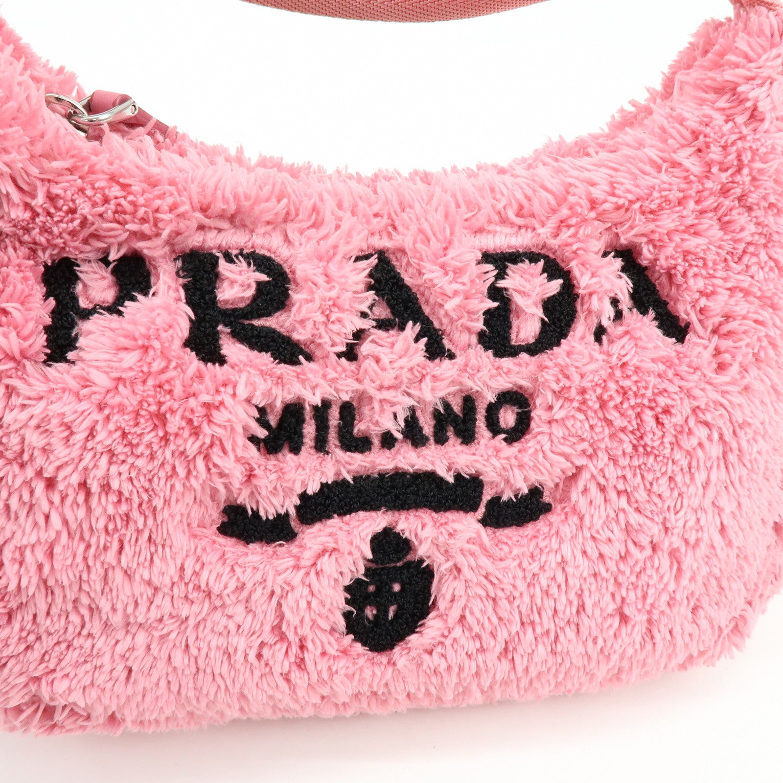 PRADA Triangle Logo Re-edition 2000 Polyester Hand Bag Pink 1NE515