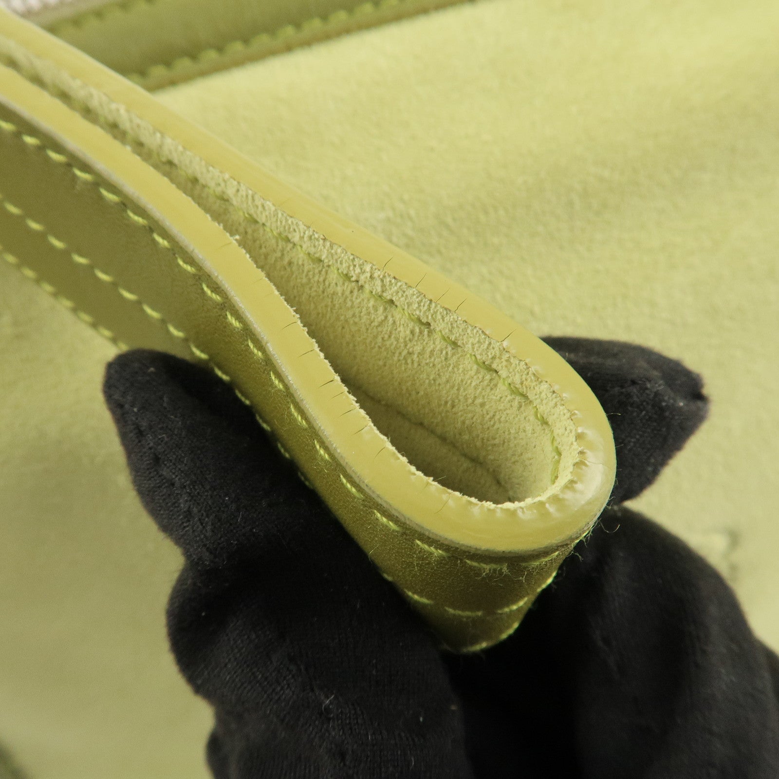 LOEWE Anagram Leather Suede Shoulder Bag Green Silver HDW Used