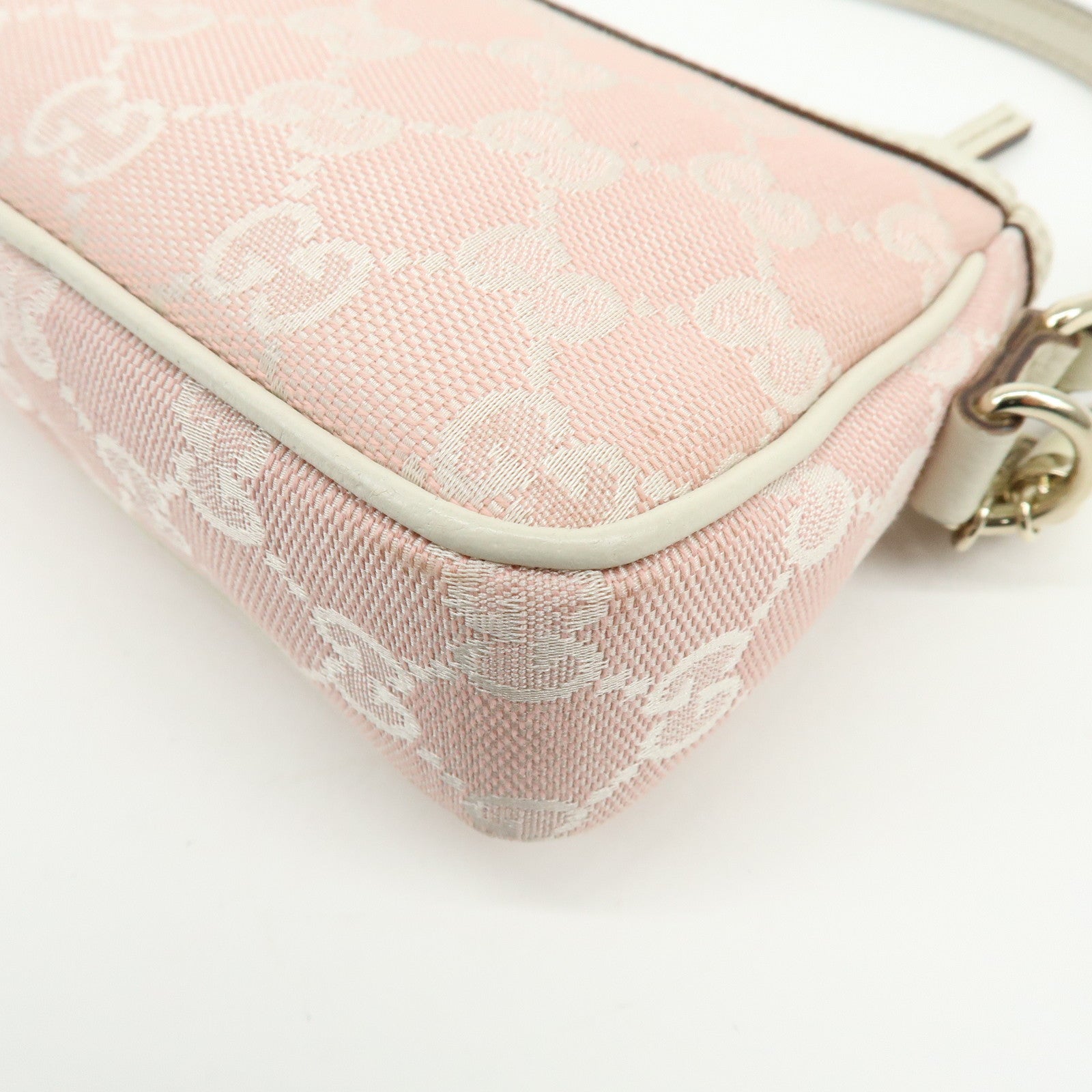 GUCCI GG Canvas Leather Hand Bag Pouch Shoulder Bag Pink 154432
