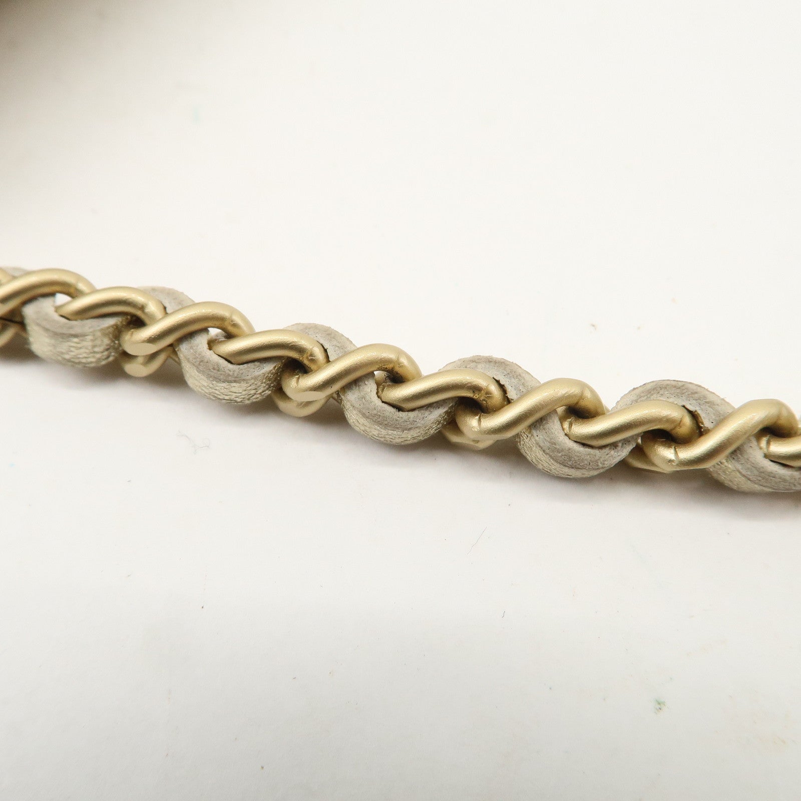 Chanel New Travel Line Nylon Jacquard Leather Chain Wallet Gold A15772 Used