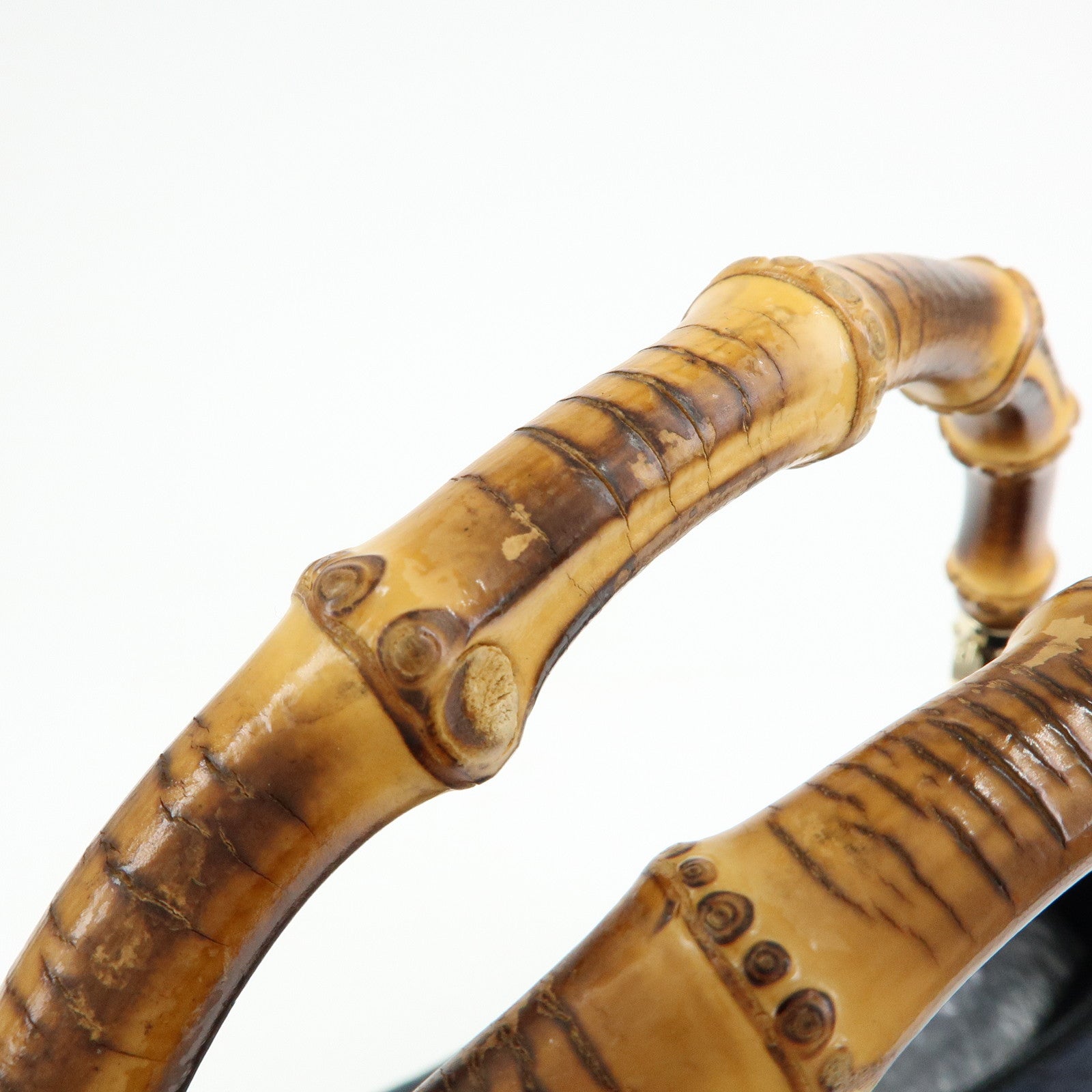 GUCCI Bamboo GG Canvas Leather Tote Bag Hand Bag Black 137395