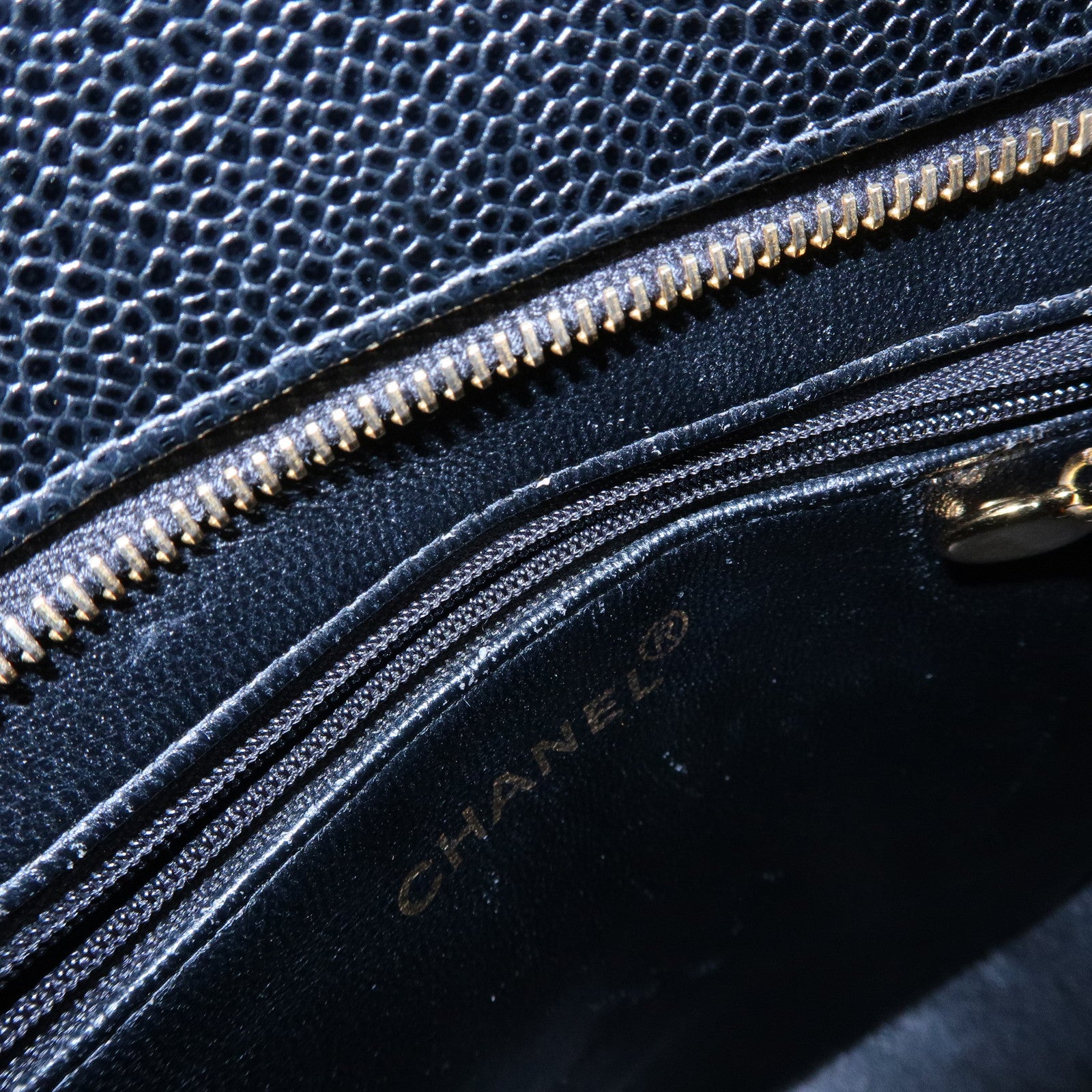 CHANEL Matelasse COCO Mark Medallion Caviarskin Tote Bag A01804