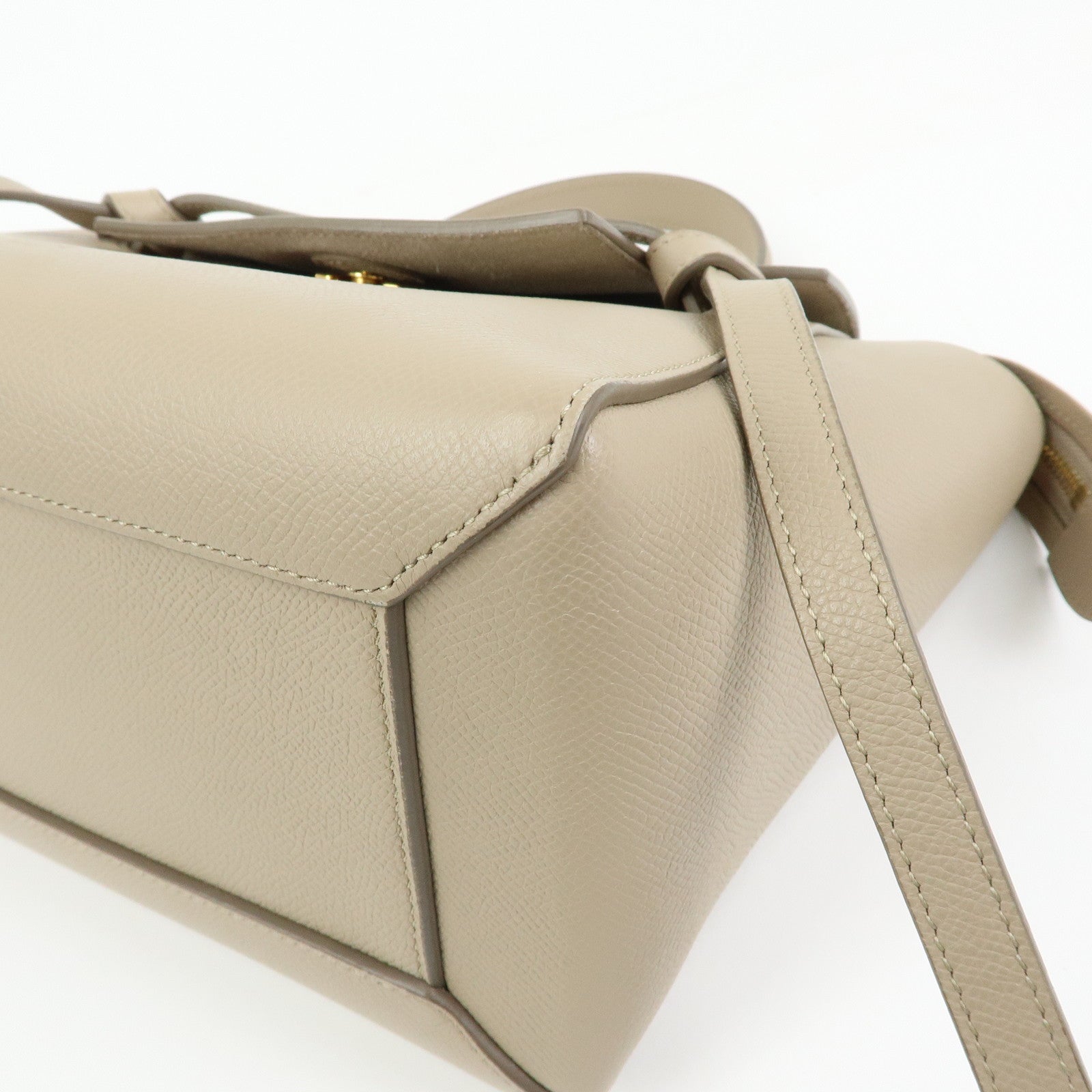CELINE Belt Bag Leather 2Way Bag Hand Bag Shoulder Bag Beige