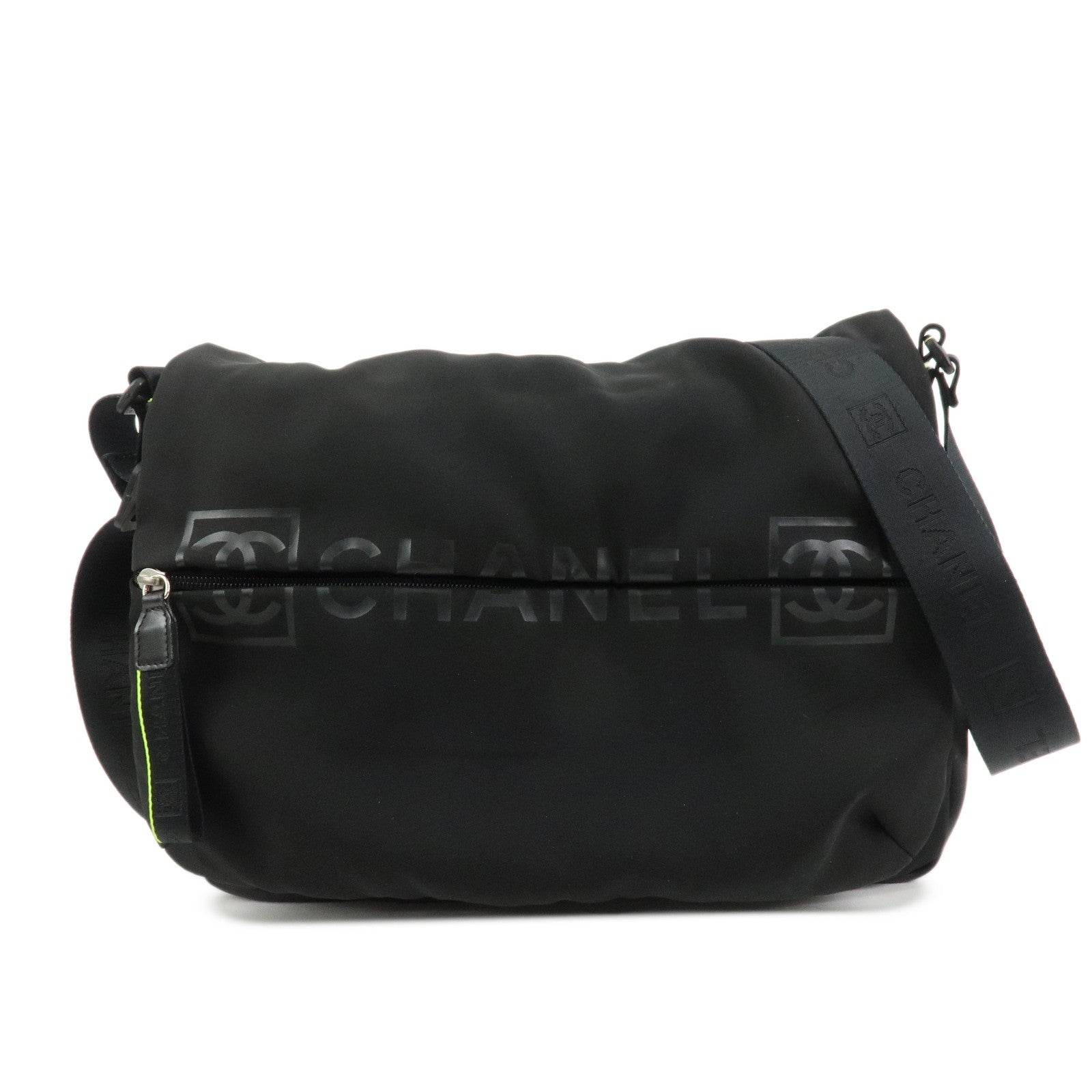 CHANEL Sport Line Nylon Shoulder Bag Messenger Bag Black A26709
