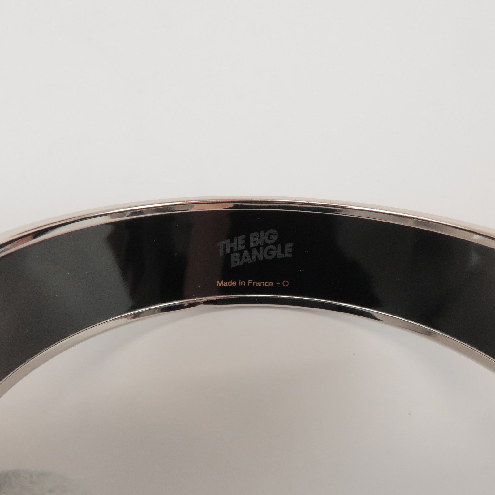 HERMES Email GM Bangle Plated Bracelet Khaki Ivory Navy