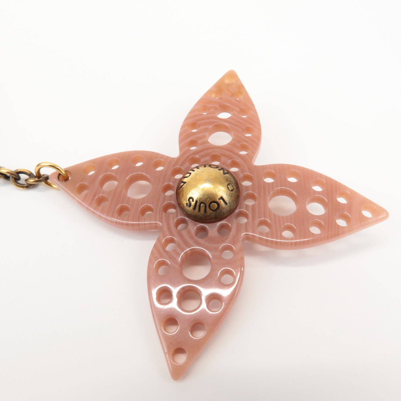 Louis Vuitton Bijoux Sac Lock Flower Metal Plastic Key Chain M65851