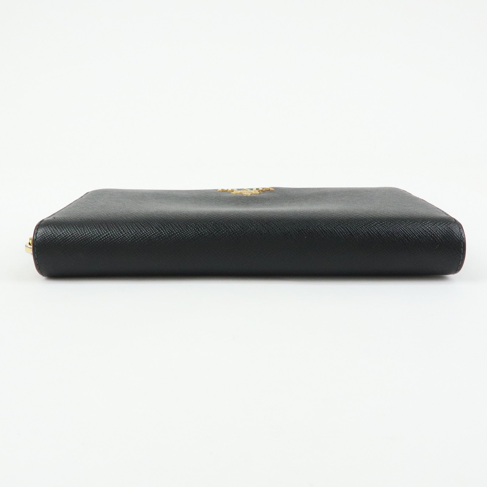 PRADA Logo Saffiano Leather Round Zippy Long Wallet Black 1ML506