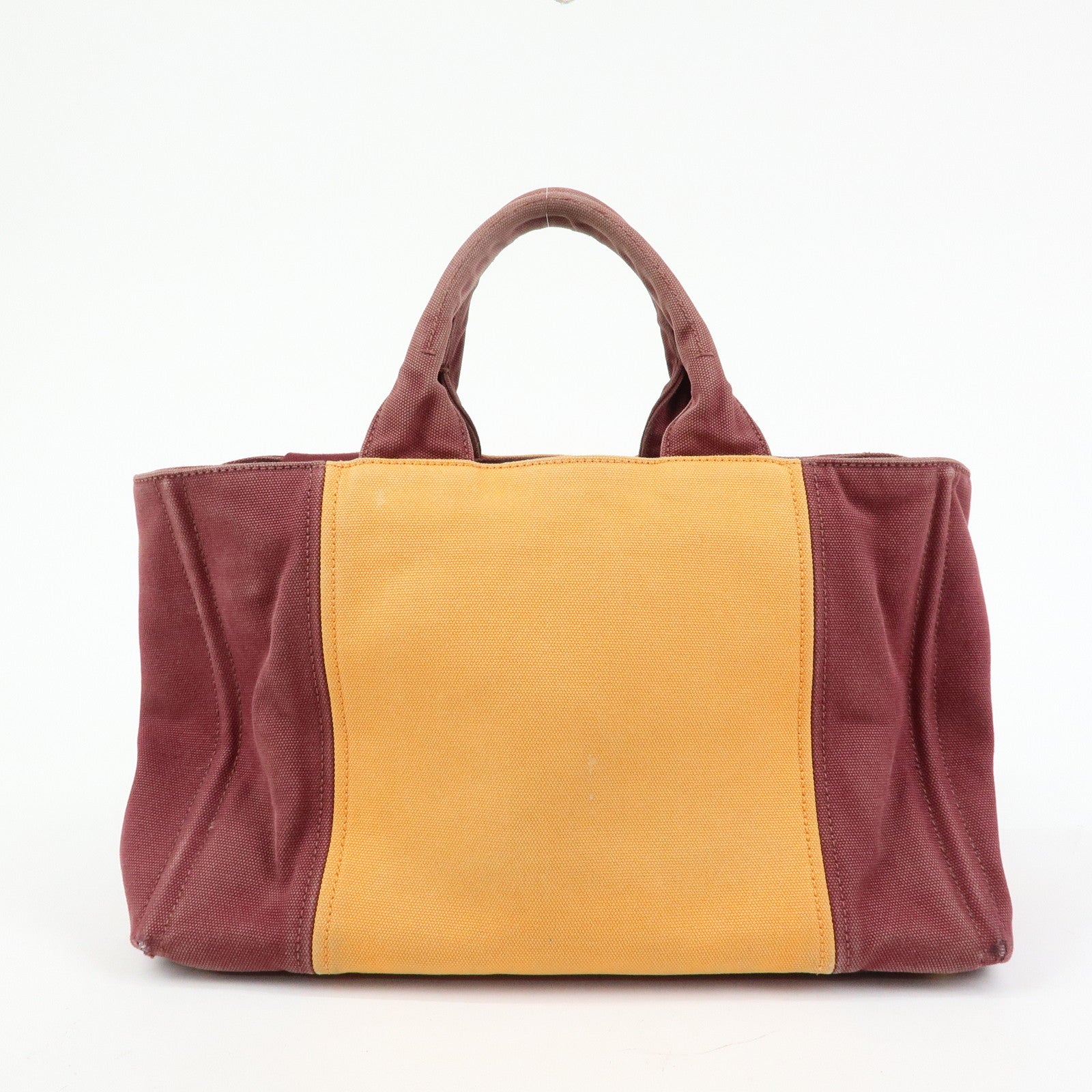 PRADA Logo Canapa Canvas 2Way Bag Tote Bag Orange Purple B1877G