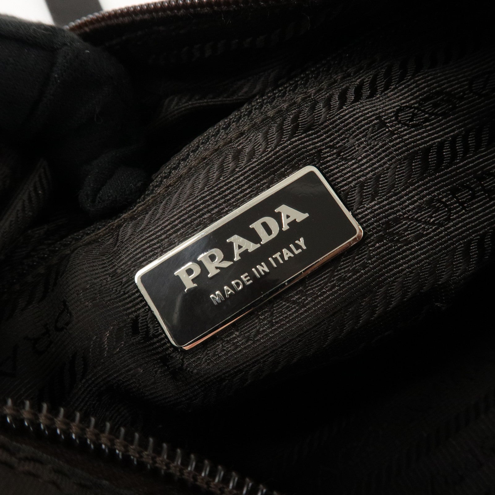 PRADA Triangle Logo Nylon Leather Shoulder Bag Crossbody Bag Brown Used