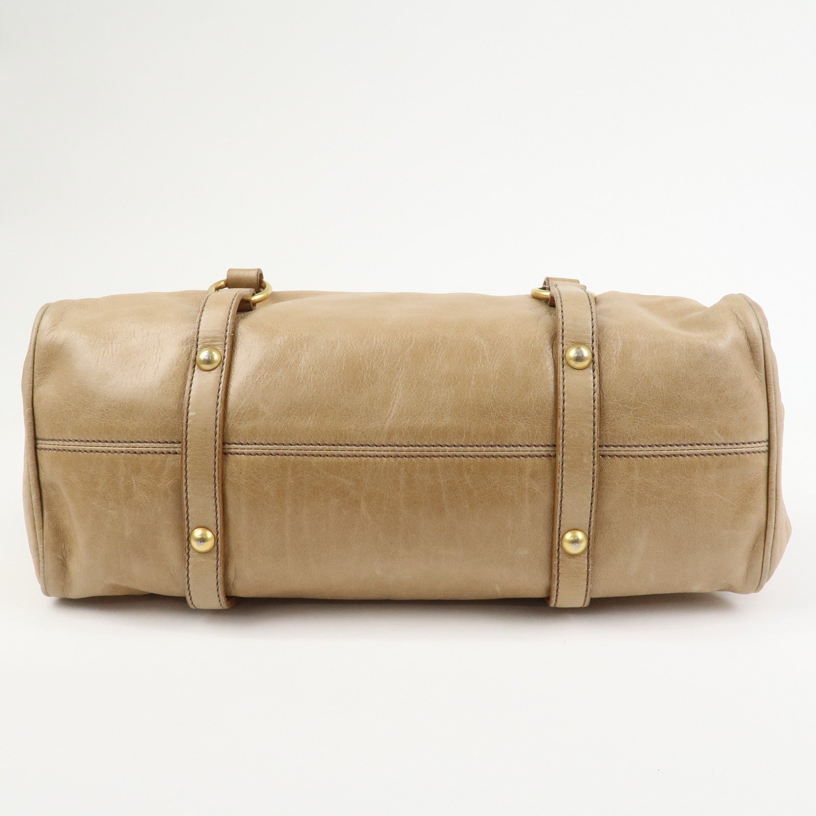 MIU MIU Side Ribbon Leather 2Way Hand Shoulder Bag Brown RT0438