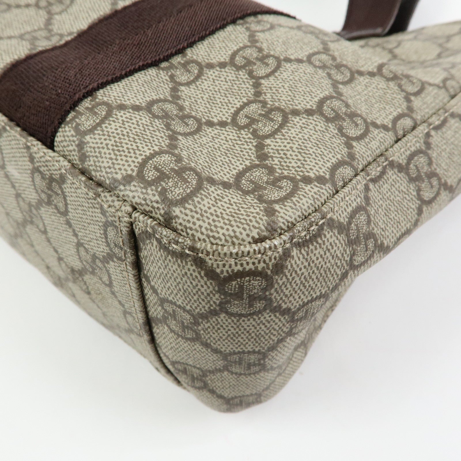 GUCCI GG Supreme Leather Tote Bag Hand Bag Beige Brown 141976