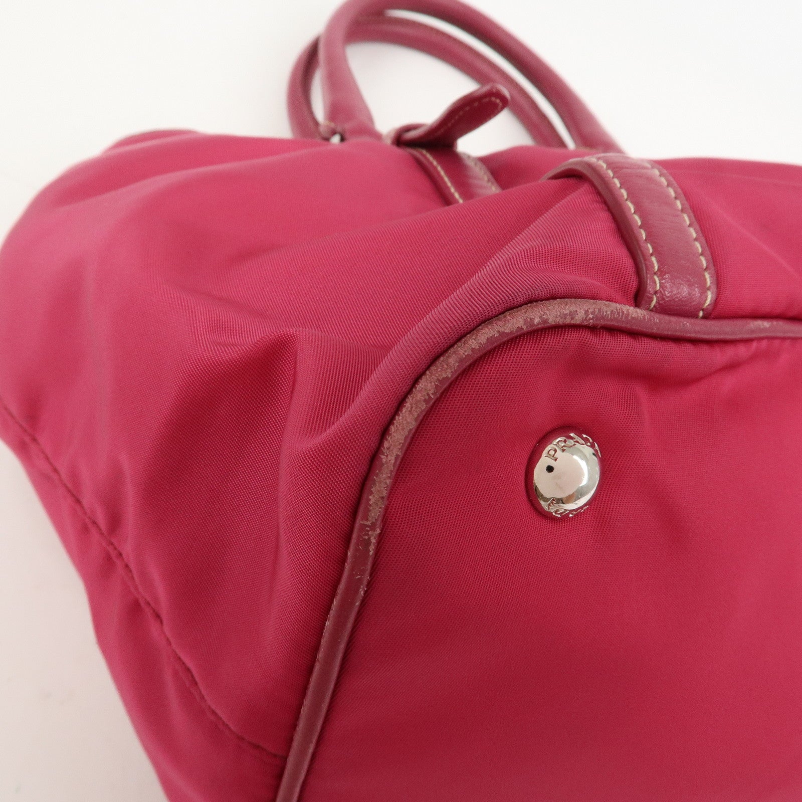 PRADA Logo Nylon Leather 2Way Bag Tote Bag Shoulder Bag Pink BN1841