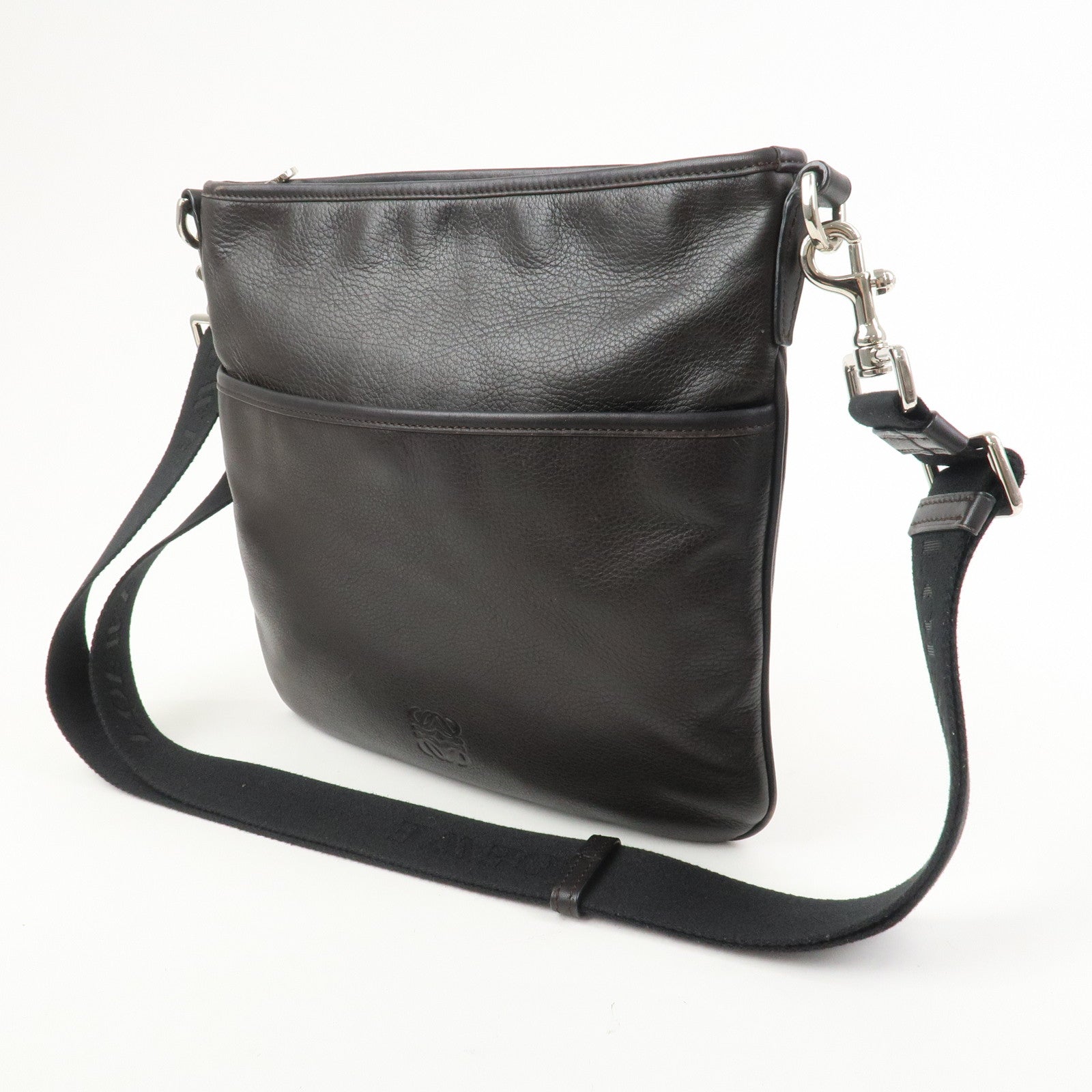 LOEWE Anagram Leather Shoulder Bag Crossbody Bag Dark Brown