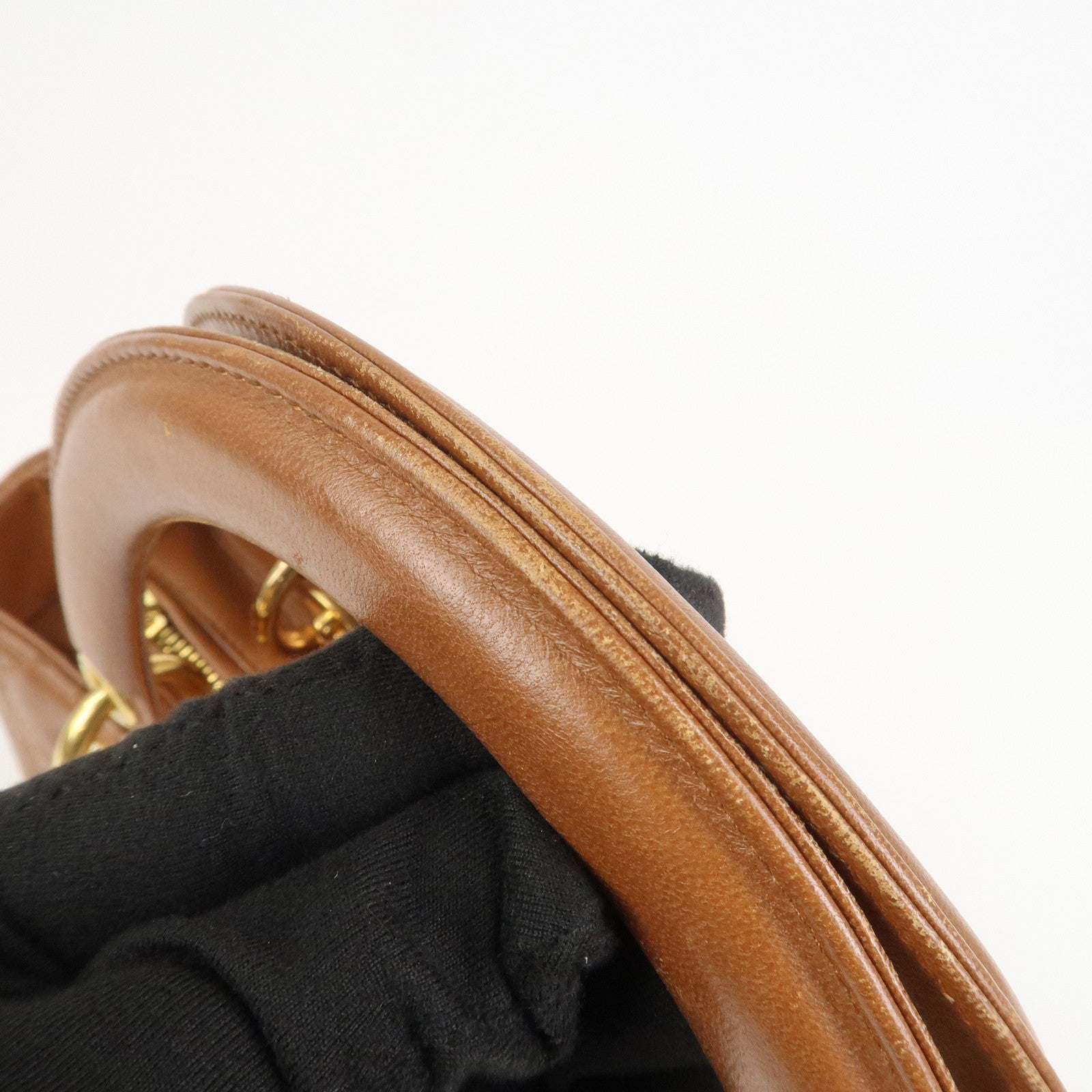 Christian Dior Canage Lady Dior Lamb Skin Hand Bag Tote Bag Brown