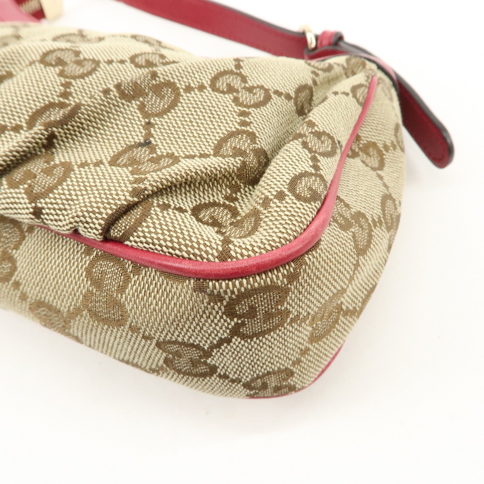 GUCCI Lovely Heart GG Canvas Leather Hand Bag Beige Red 245938 Used