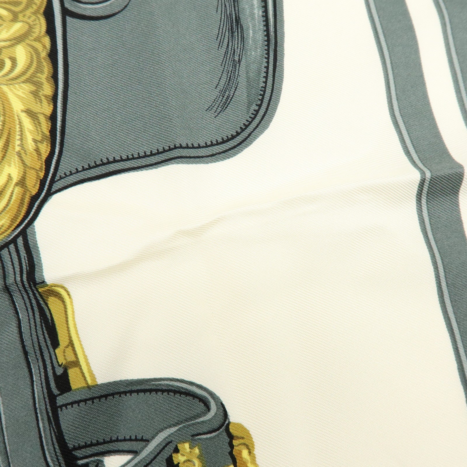 HERMES Carre 90 Silk 100% BRIDES DE GALA Scarf Ivory Blue