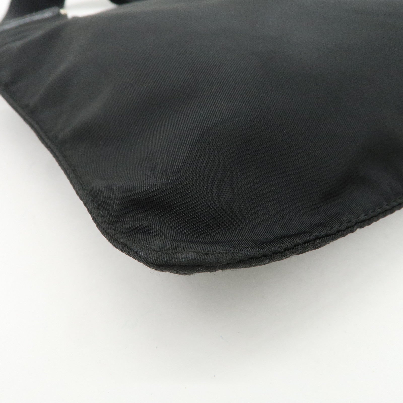 PRADA Triangle Logo Nylon Leather Shoulder Bag Crossbody Bag Black