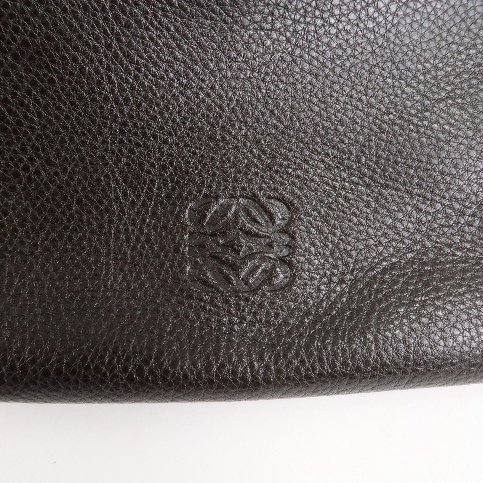 LOEWE Anagram Leather Shoulder Bag Dark Brown Used