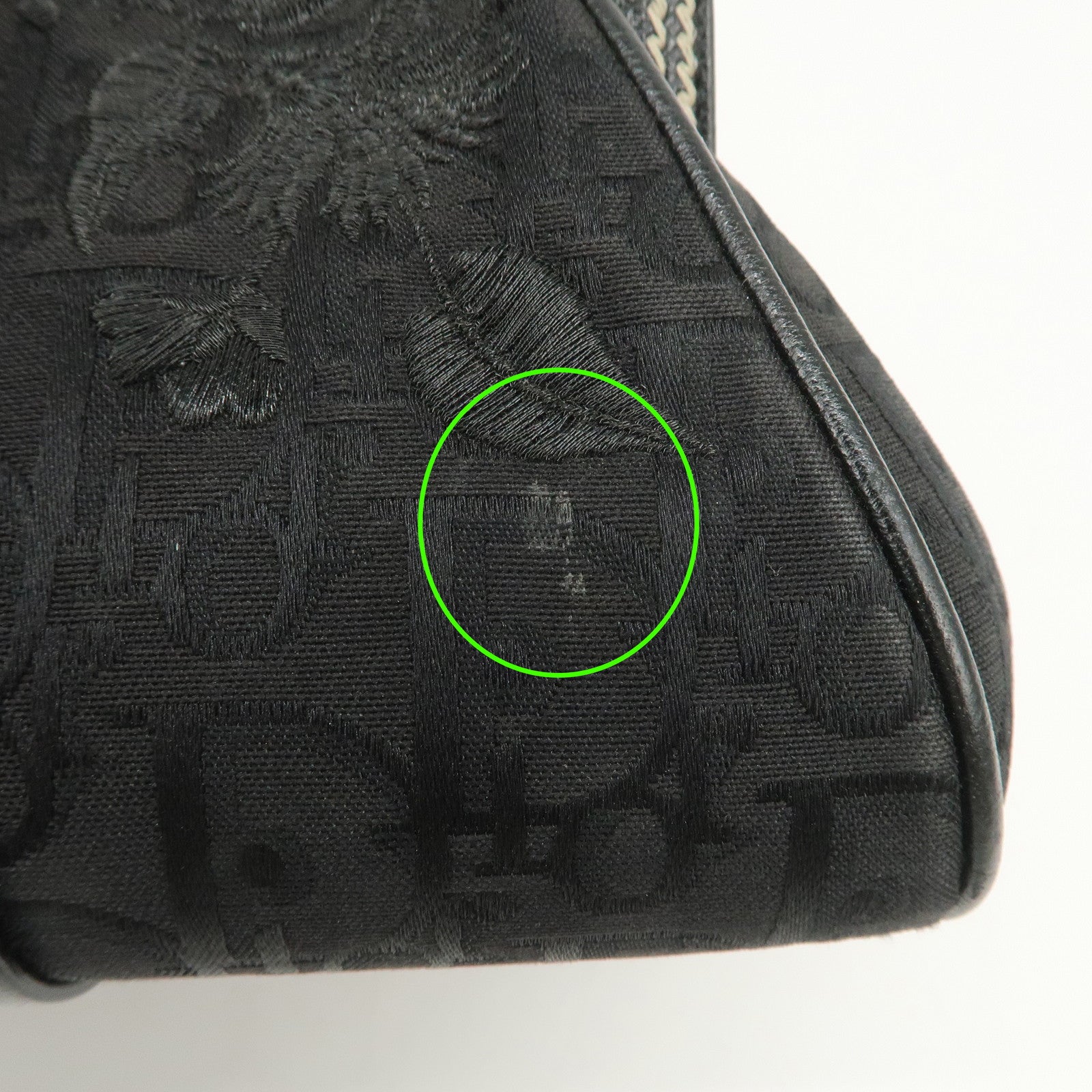 Christian Dior Trotter CD Logo Canvas Leather Hand Bag Black