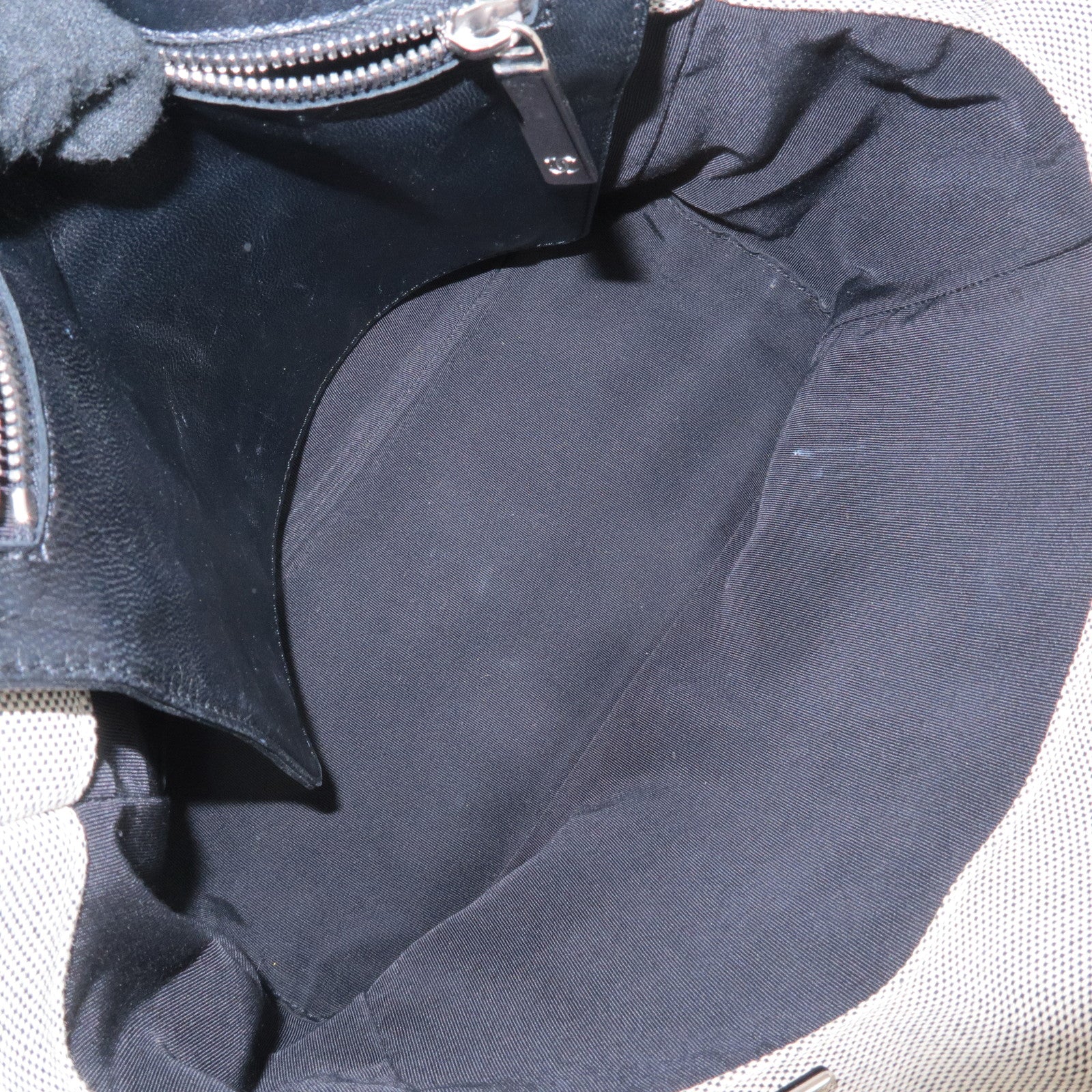 CHANEL COCO Mark No.5 Camellia Canvas Leather Patent Hand Bag A31573 Used