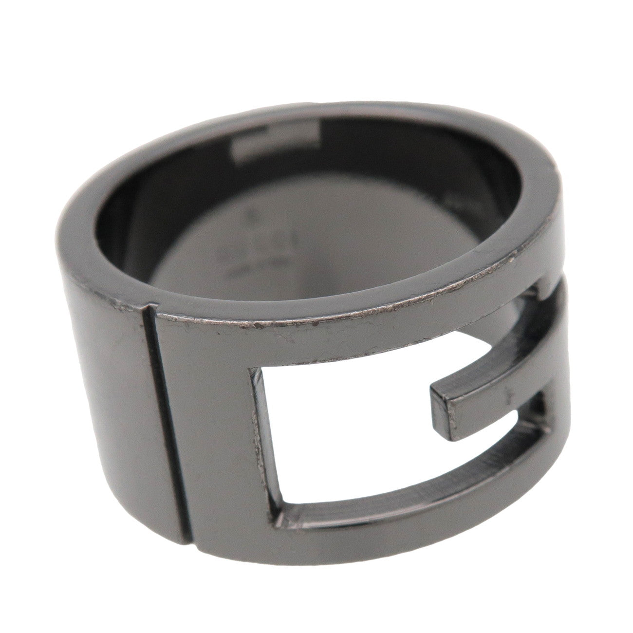GUCCI G-Outcut Ring SV925 Black Silver 224031 US8.5 EU58 HK18