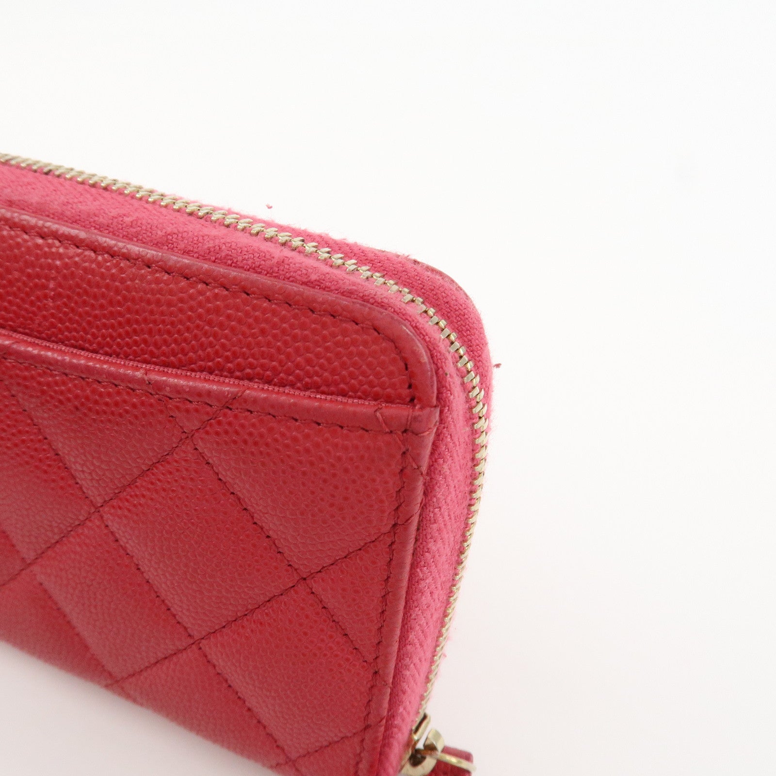 CHANEL COCO Mark Caviarskin Round Zippy Long Wallet Pink