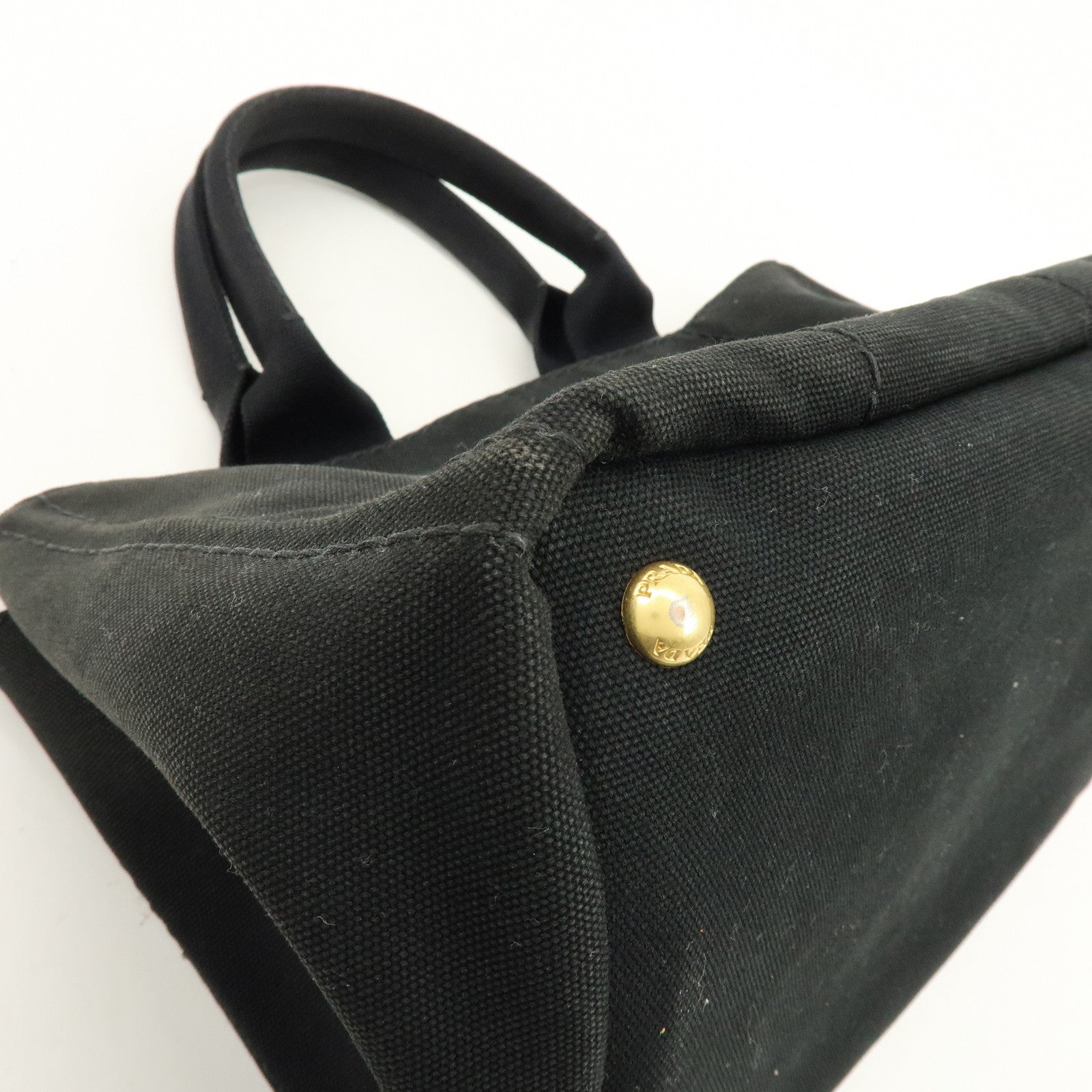 PRADA Canapa Canvas Tote Bag Hand 2Way Bag Black BN1877