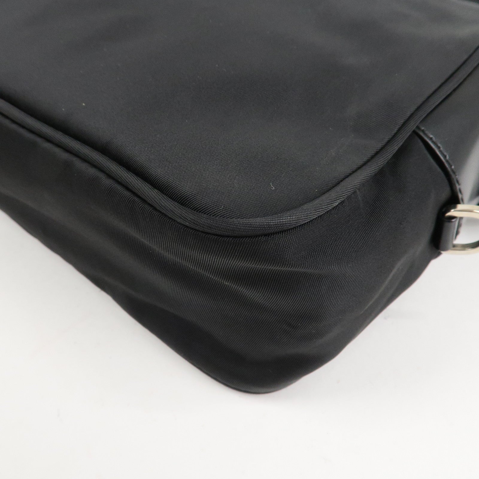 PPRADA Triangle Logo Nylon Leather Shoulder Bag NERO Black BT0166 Used